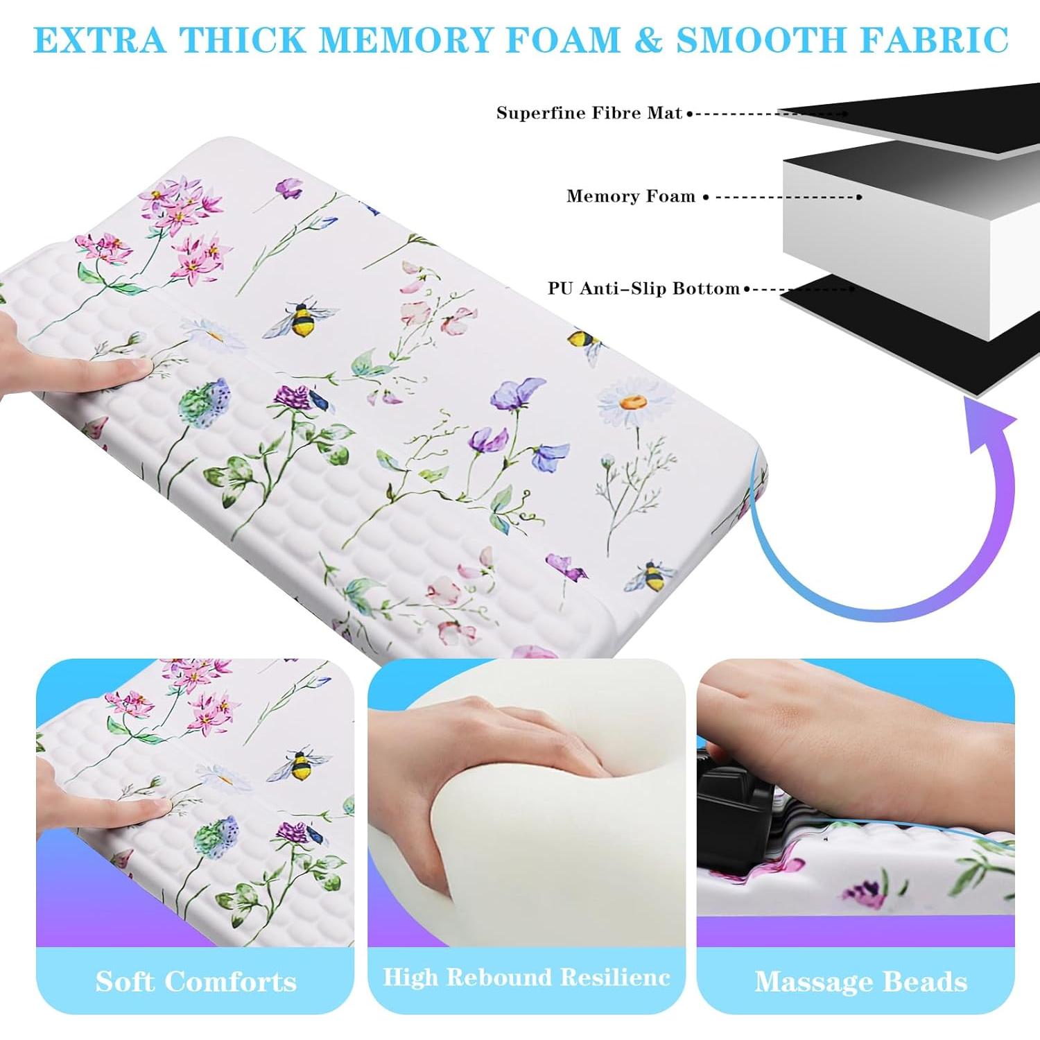 Soporte de Teclado Ergonómico KEPUTAIER con Reposamuñecas - Flores Dispersas