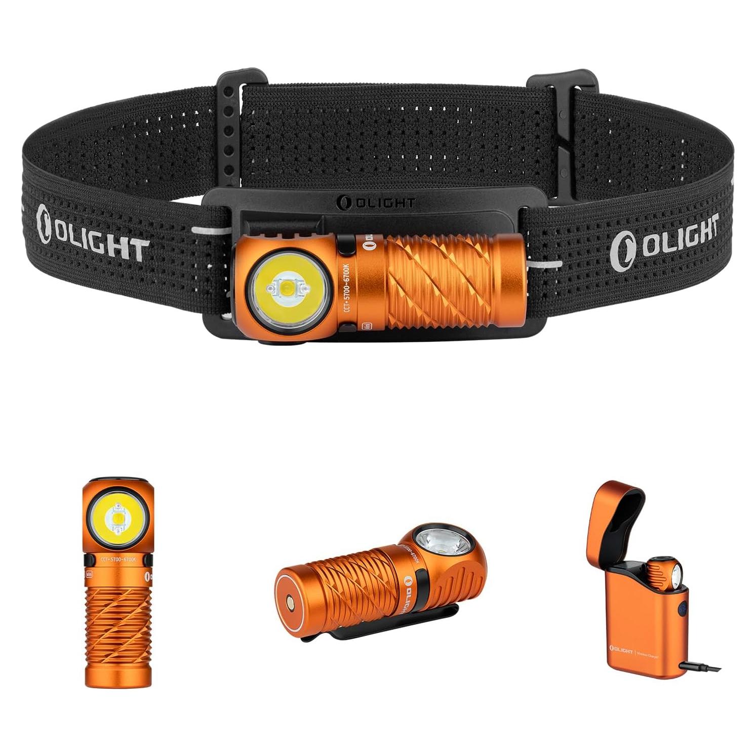 Linterna Frontal OLIGHT Perun 3 Mini 1250 Lúmenes Recargable Naranja