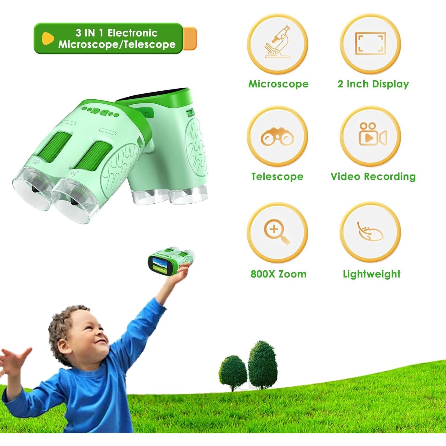 Microscopio Digital ZOMFOM 3-en-1 para Niños 800X HD