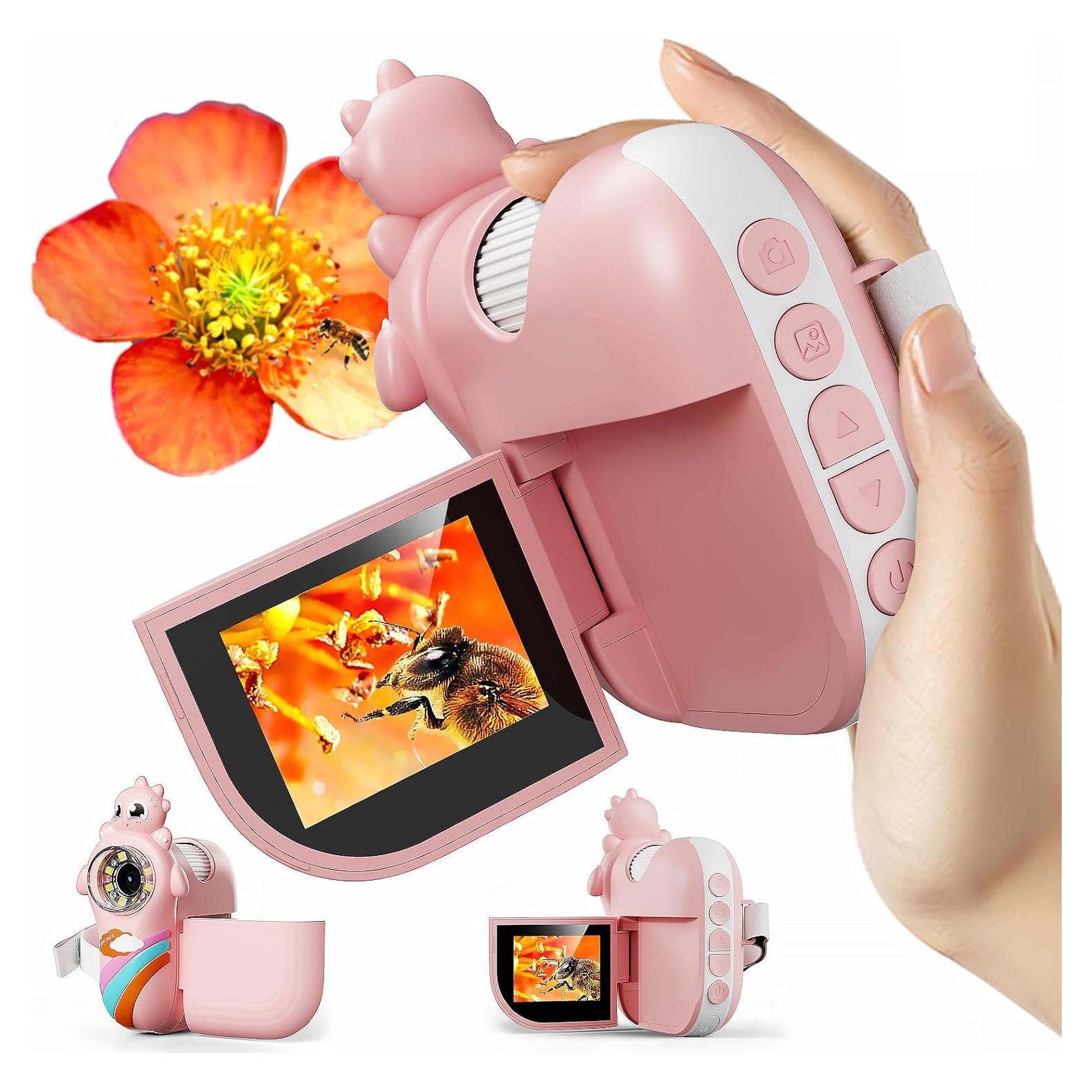 Microscopio de Mano Pozifu 1000X Aumento Pantalla HD 2" Rosa