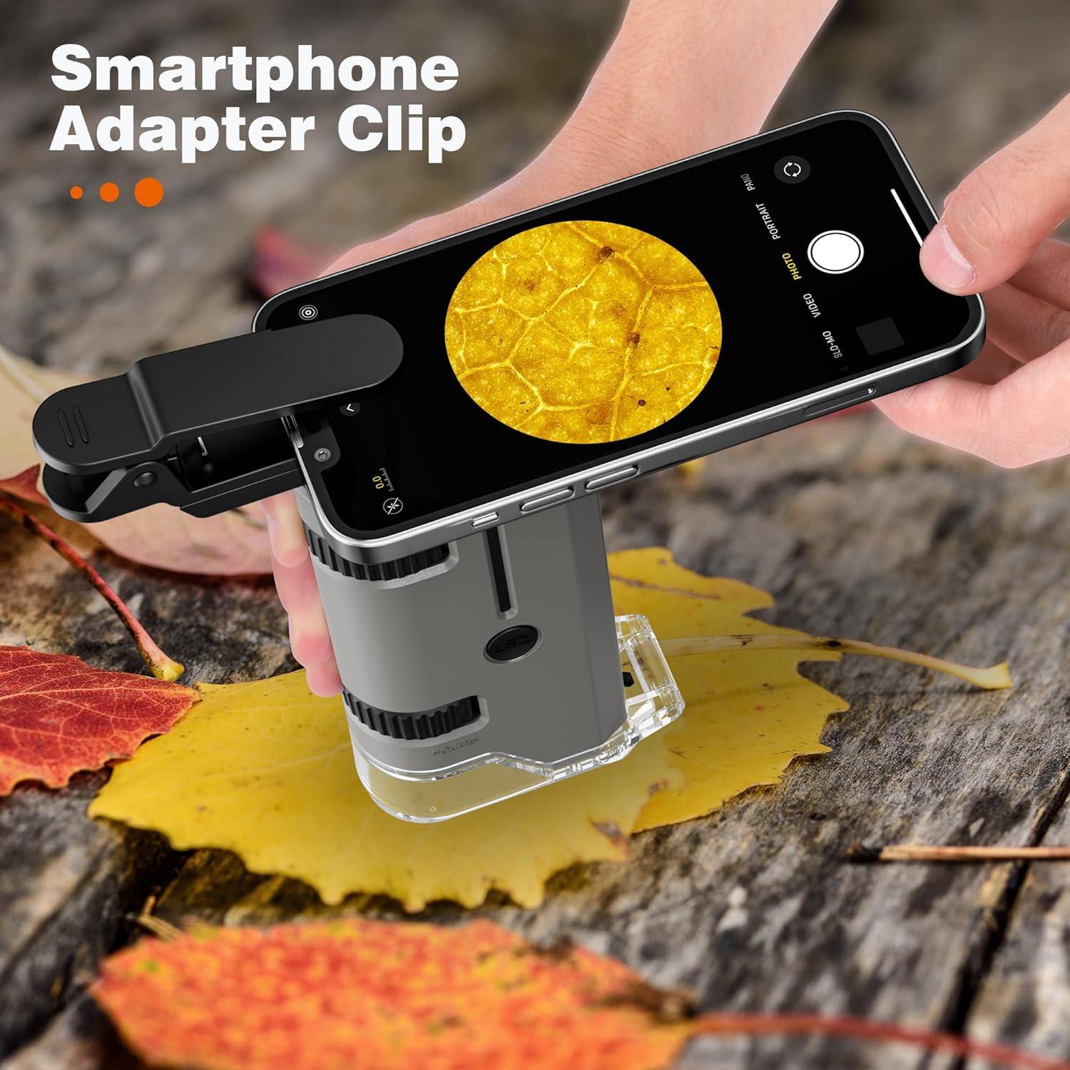 Microscopio de bolsillo TENCCO 100x-250x portátil gris