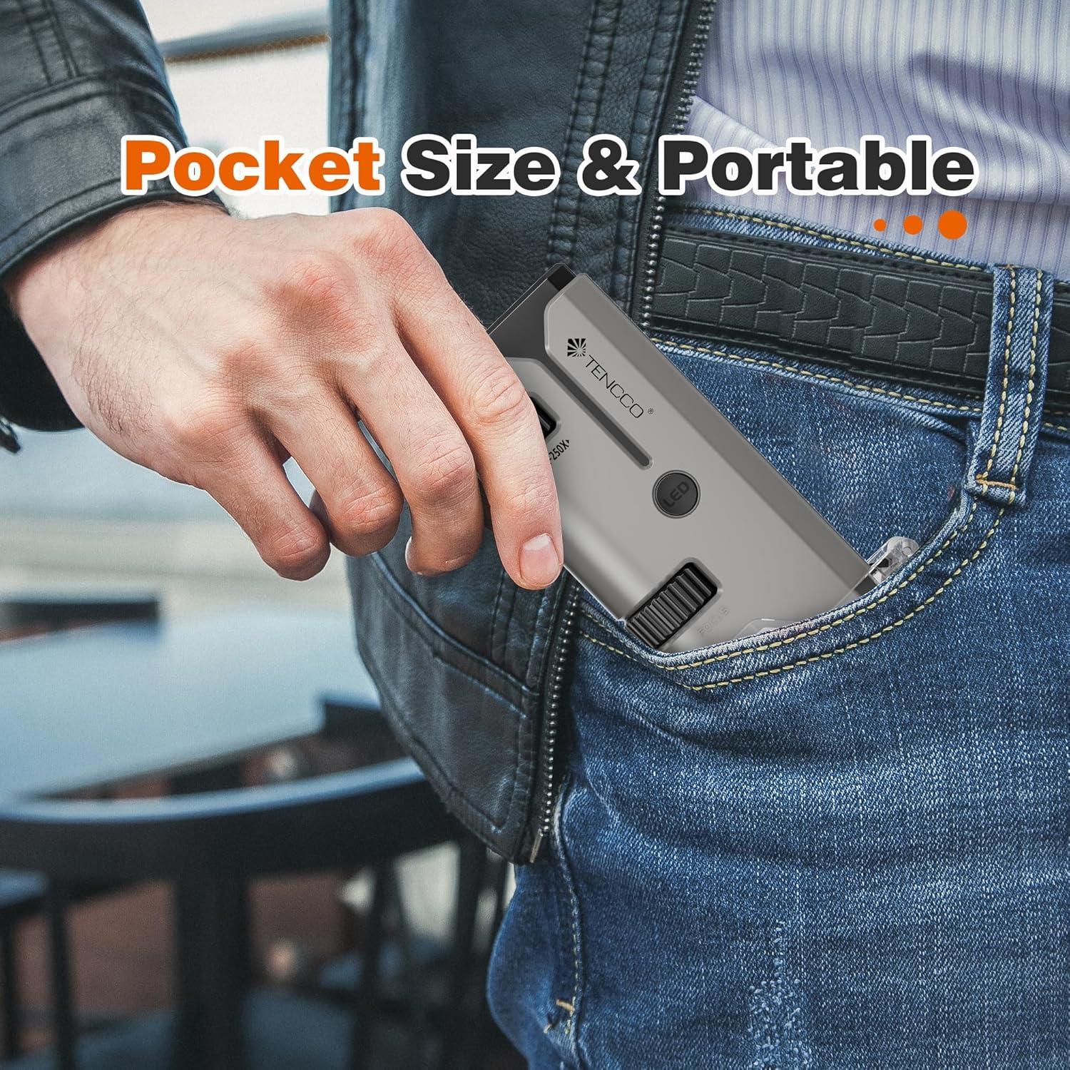 Microscopio de bolsillo TENCCO 100x-250x portátil gris