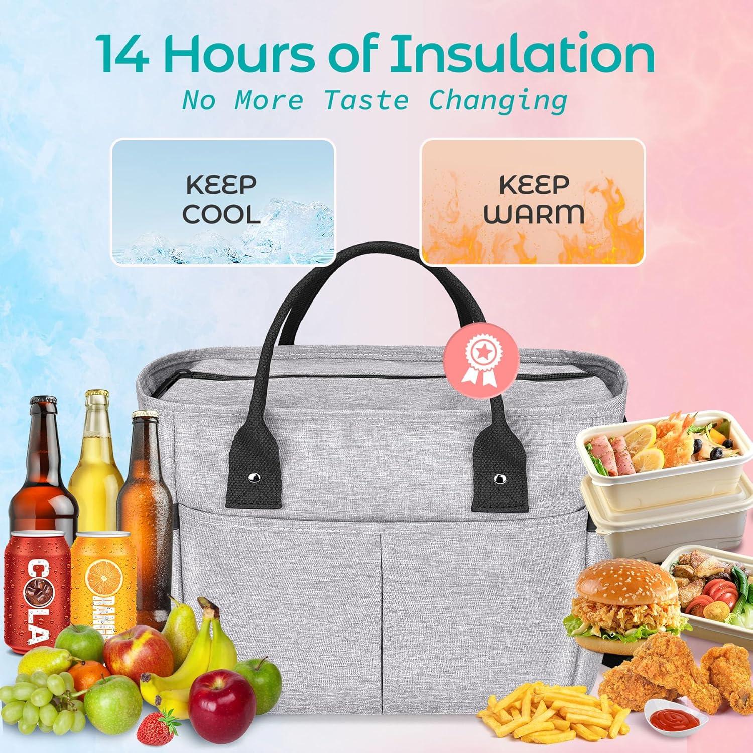 Bolsa de Almuerzo Aislada KIPBELIF Gris 10L para Adultos