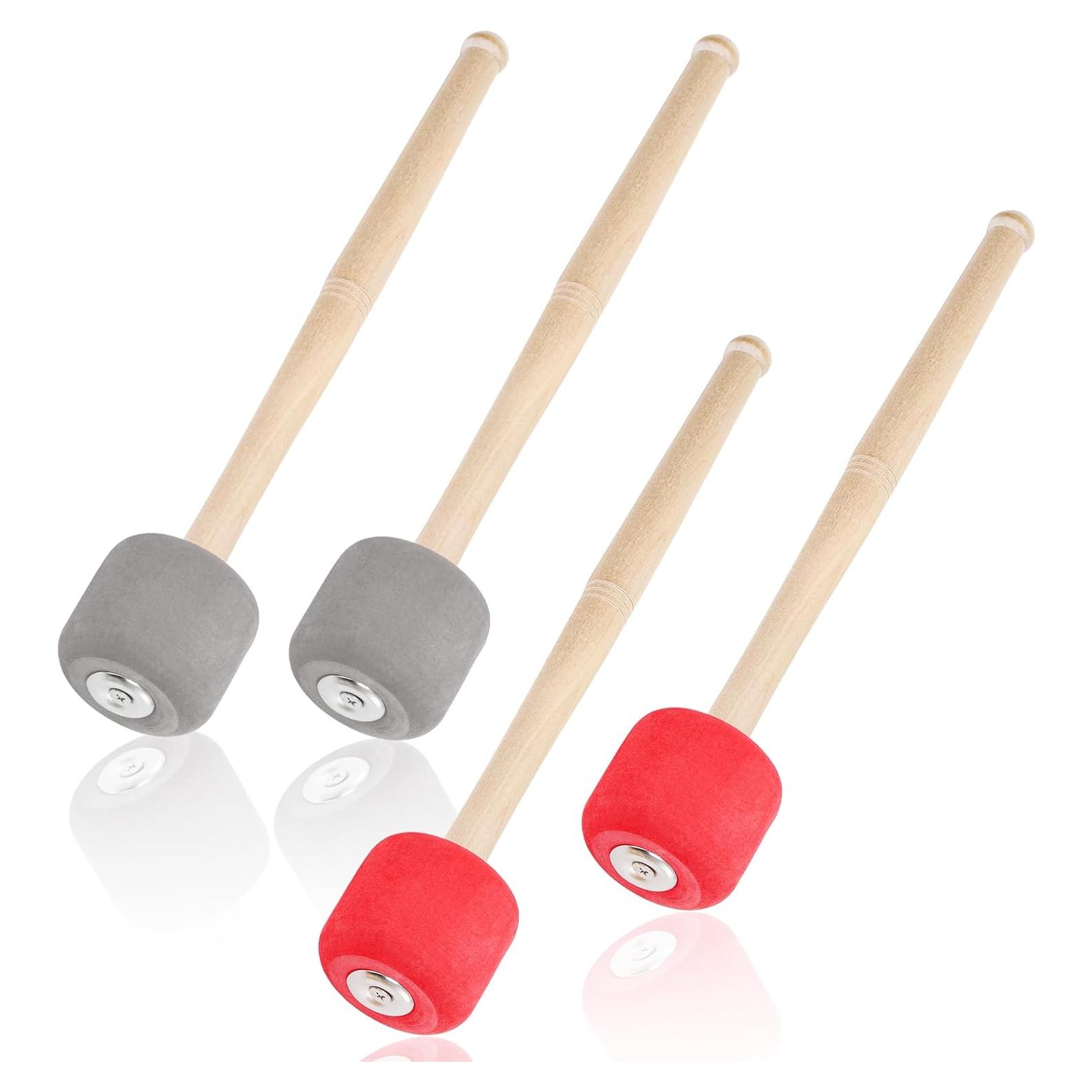 Paquete de 4 mazos de bombo Covzoe 33 cm goma suave