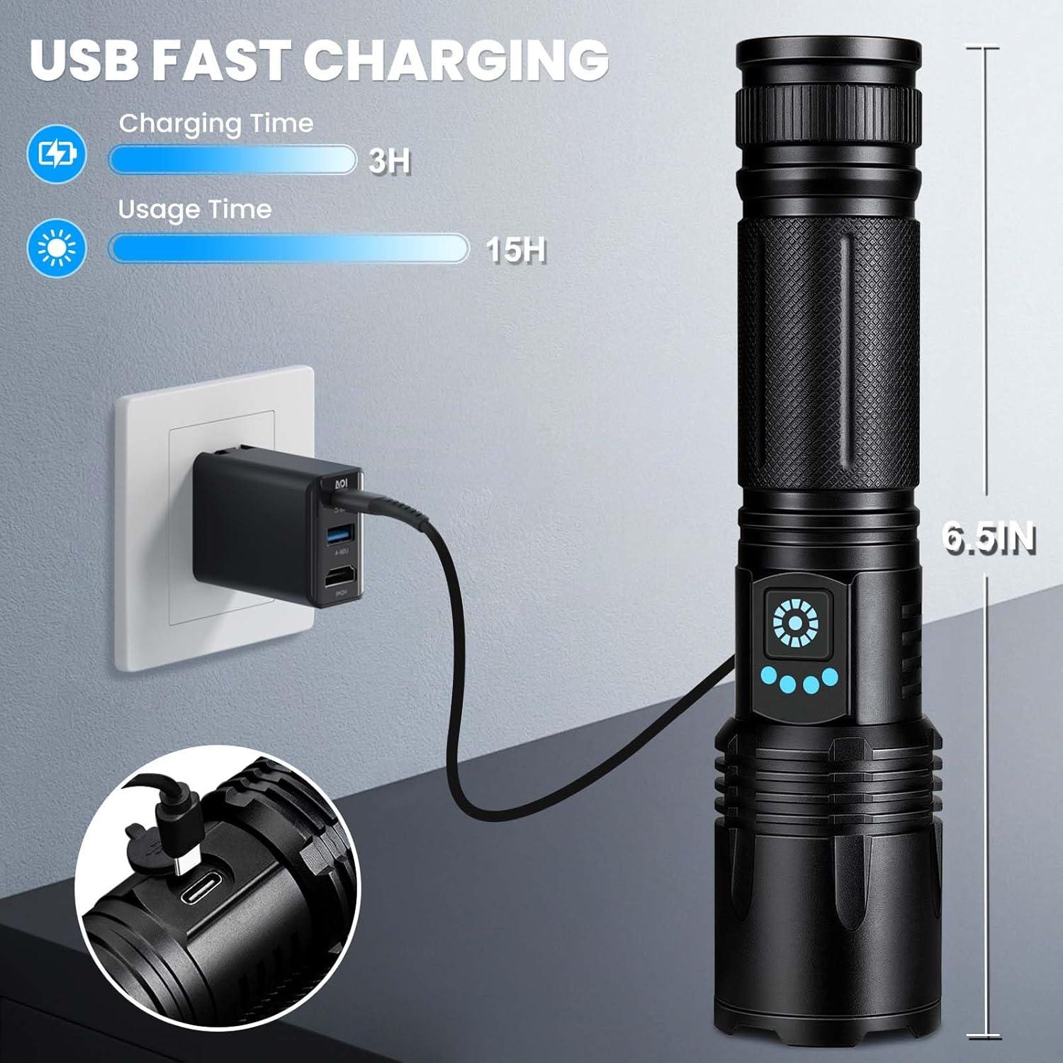 Linterna Recargable LBE 99,000 Lúmenes LED 5 Modos IPX7 (2 Pcs)