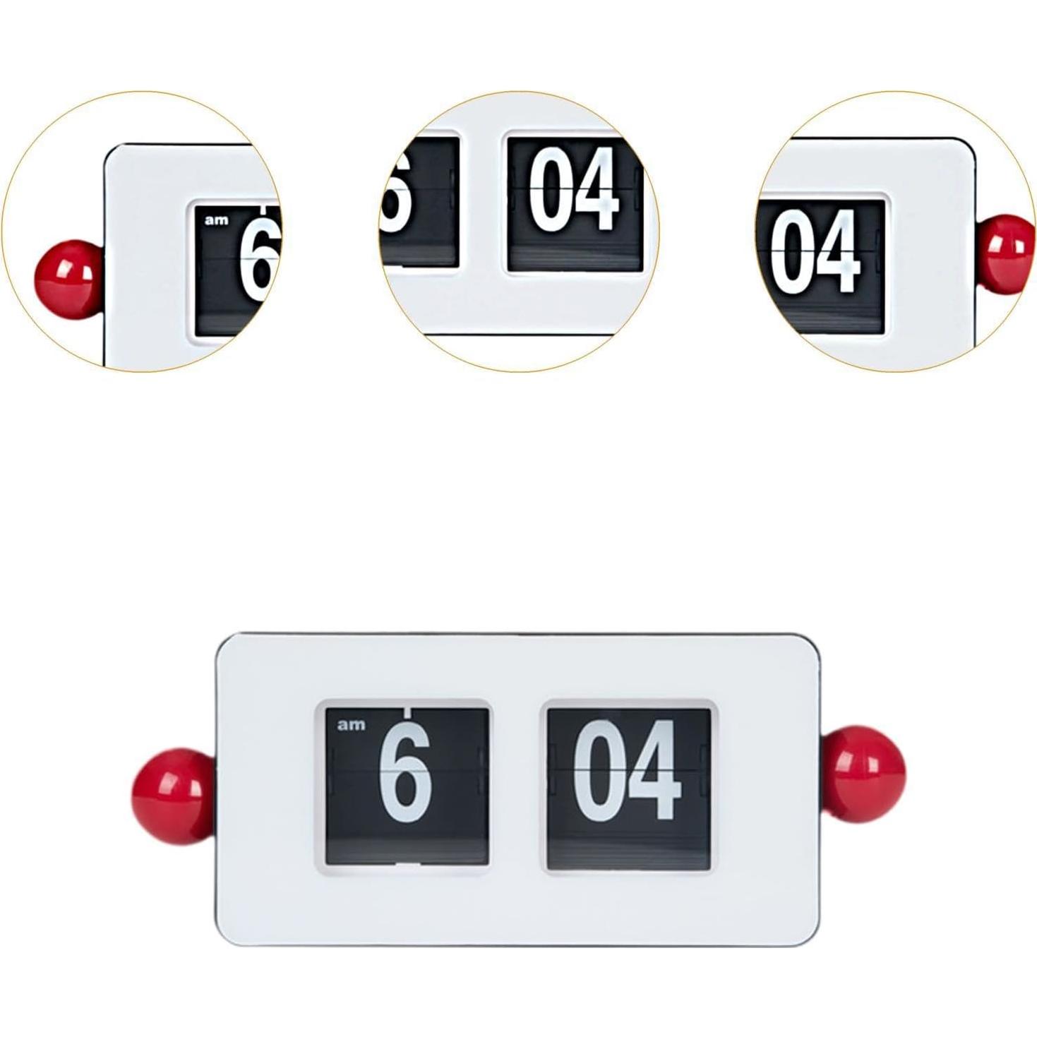 Reloj de Mesa Digital Auto Flip Genérico Blanco Rojo 25x8x12cm