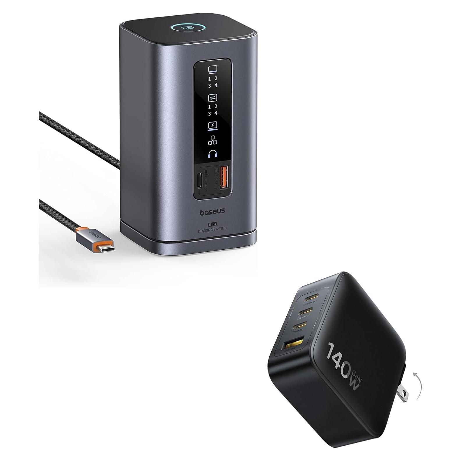 Baseus Estación de Acoplamiento 11 en 1 + Cargador USB C 140W