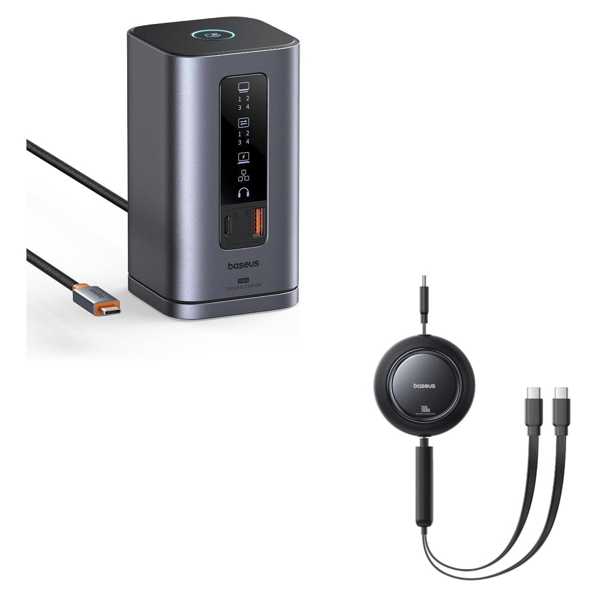 Baseus Estación de Acoplamiento 11 en 1 USB-C 100W y Cable Carga Rápida