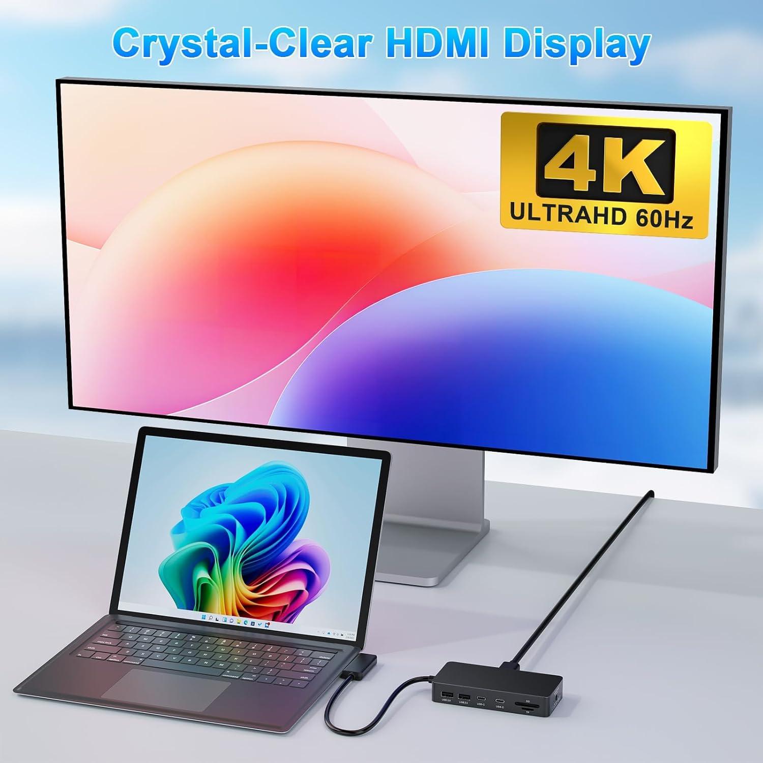 Dock Microsoft Surface Pro 11 en 1 HDMI 4K VGA 72W