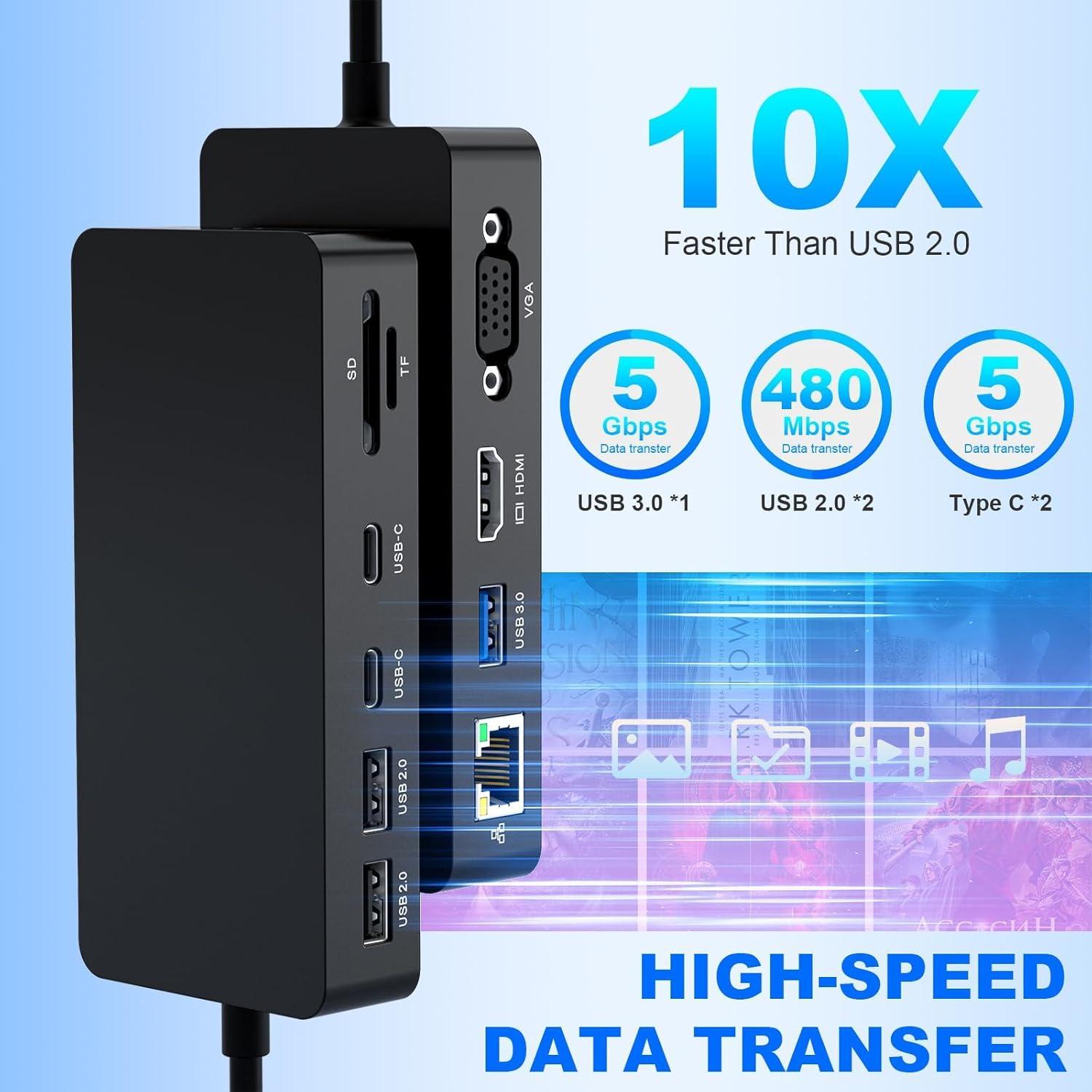 Dock Microsoft Surface Pro 11 en 1 HDMI 4K VGA 72W