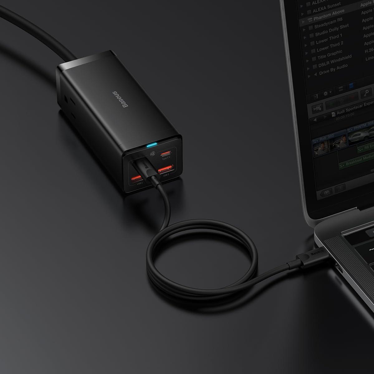 Baseus Estación de Carga USB C 100W 6 en 1 con 2 Salidas AC