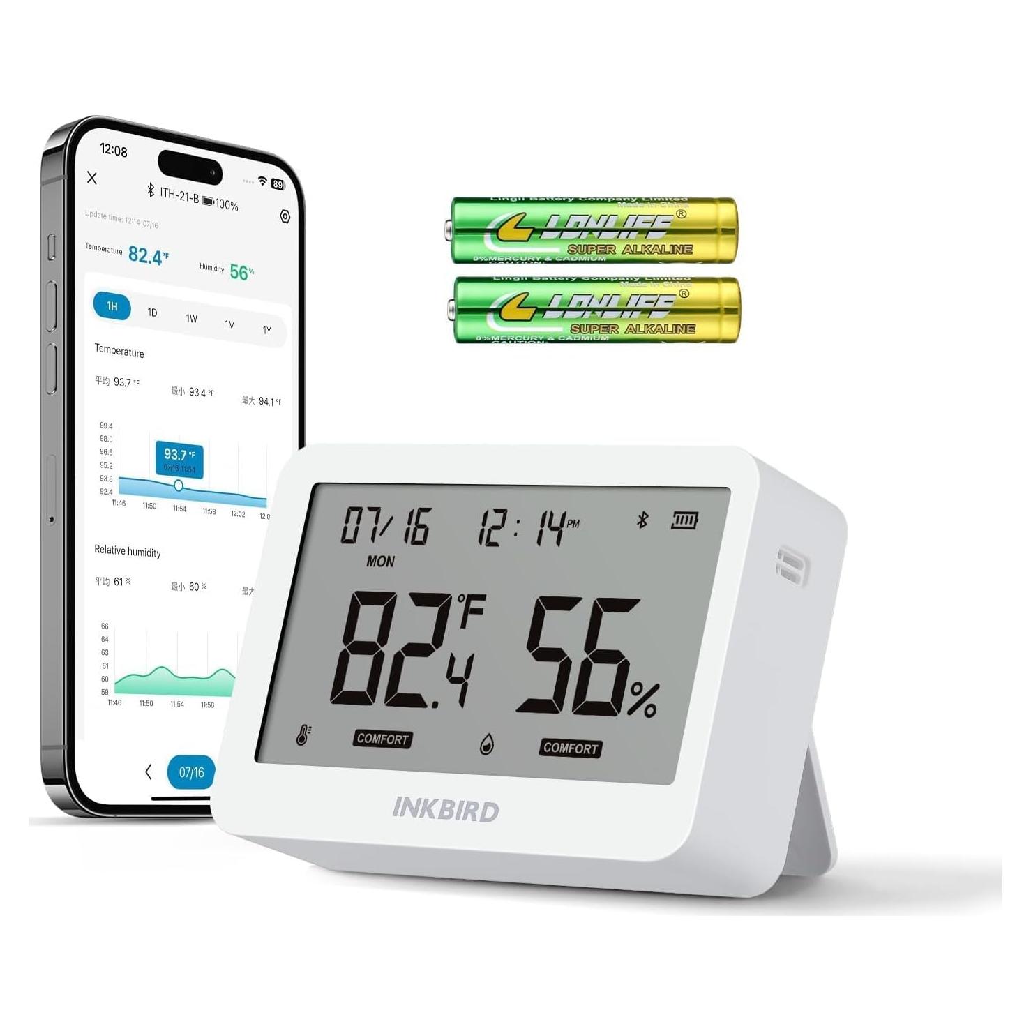 Termómetro Higrómetro Inkbird ITH-21-B Bluetooth con Pantalla Grande