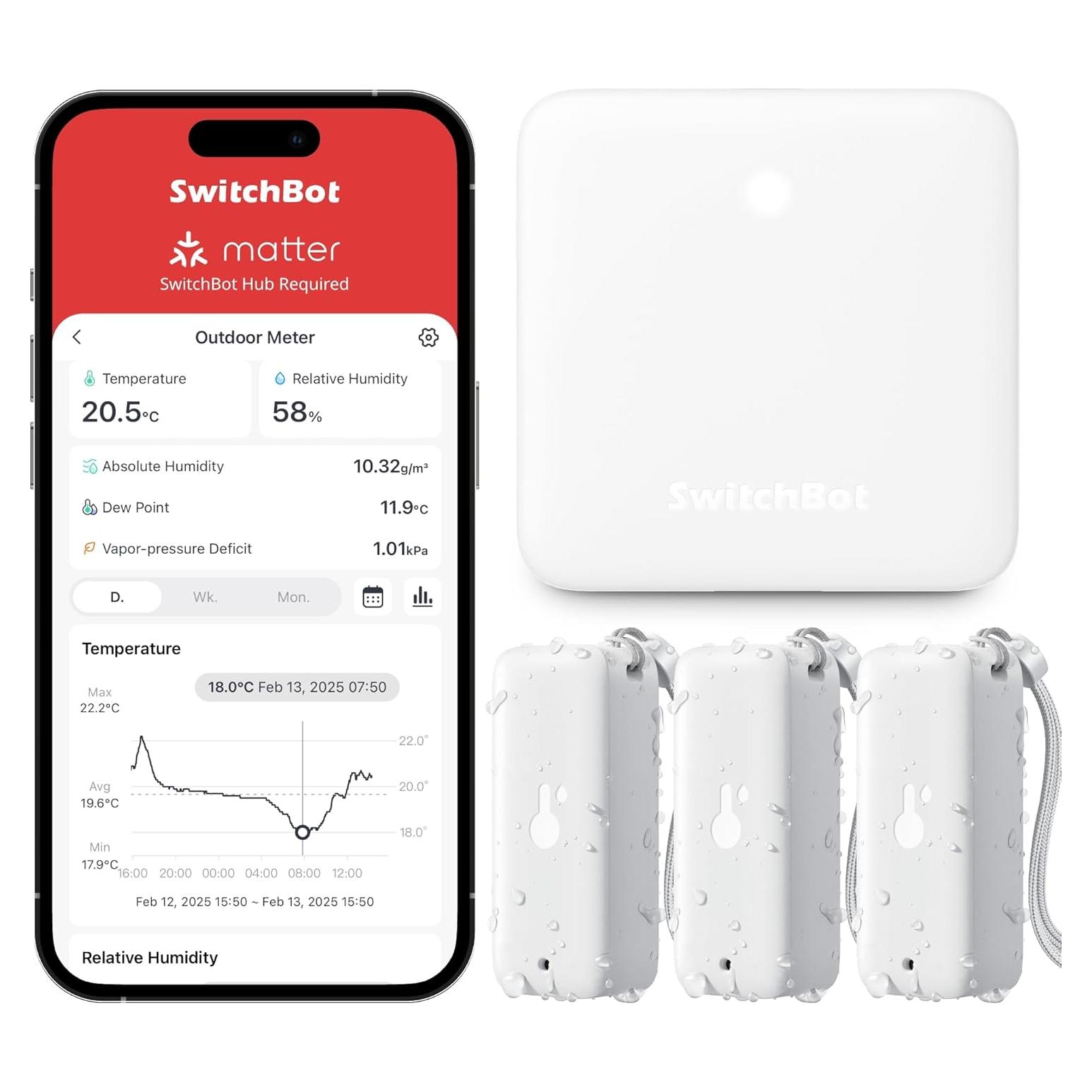 Termómetro Higrómetro Bluetooth SwitchBot IP65 3 Sensores