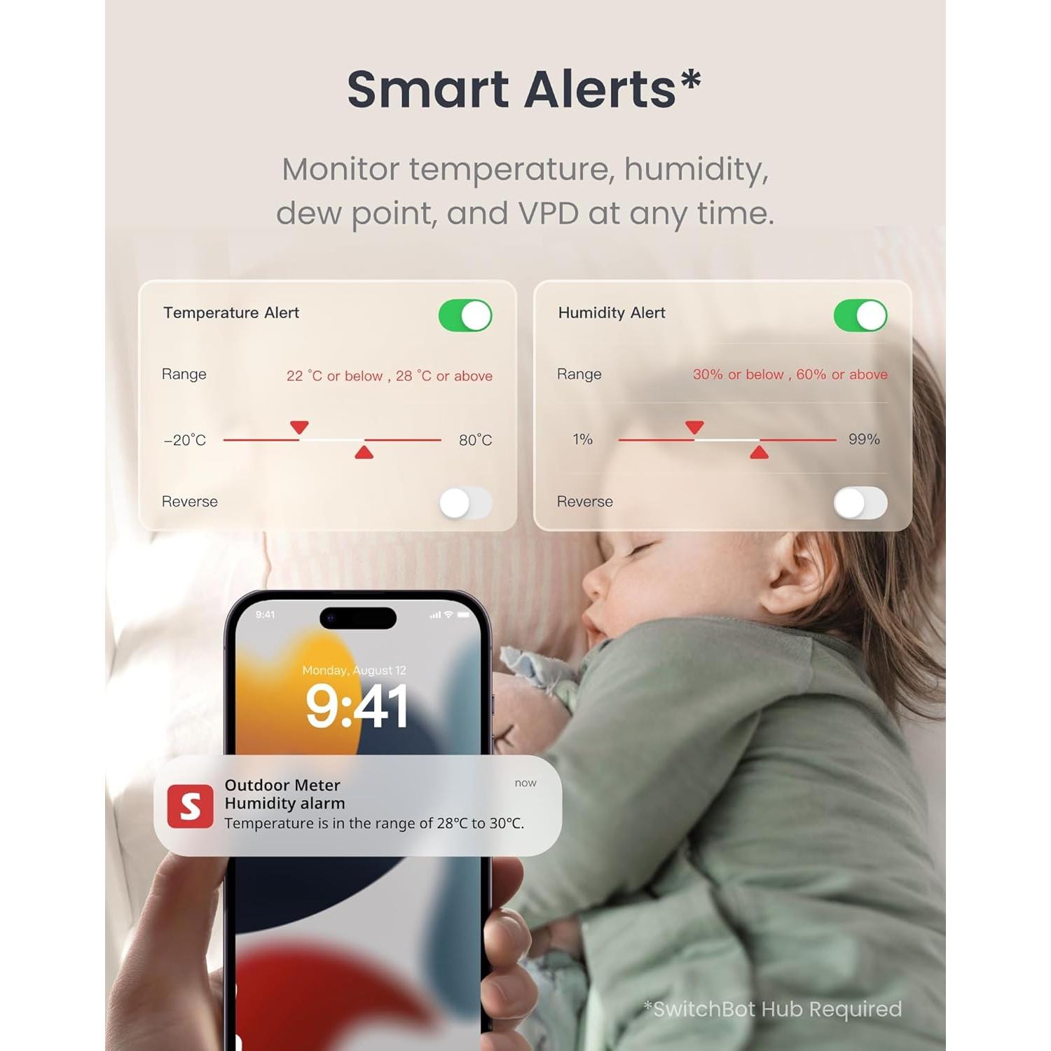 Termómetro Higrómetro Bluetooth SwitchBot IP65 3 Sensores