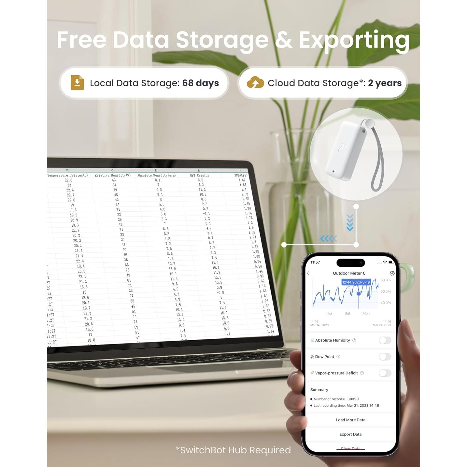 Termómetro Higrómetro Bluetooth SwitchBot IP65 3 Sensores
