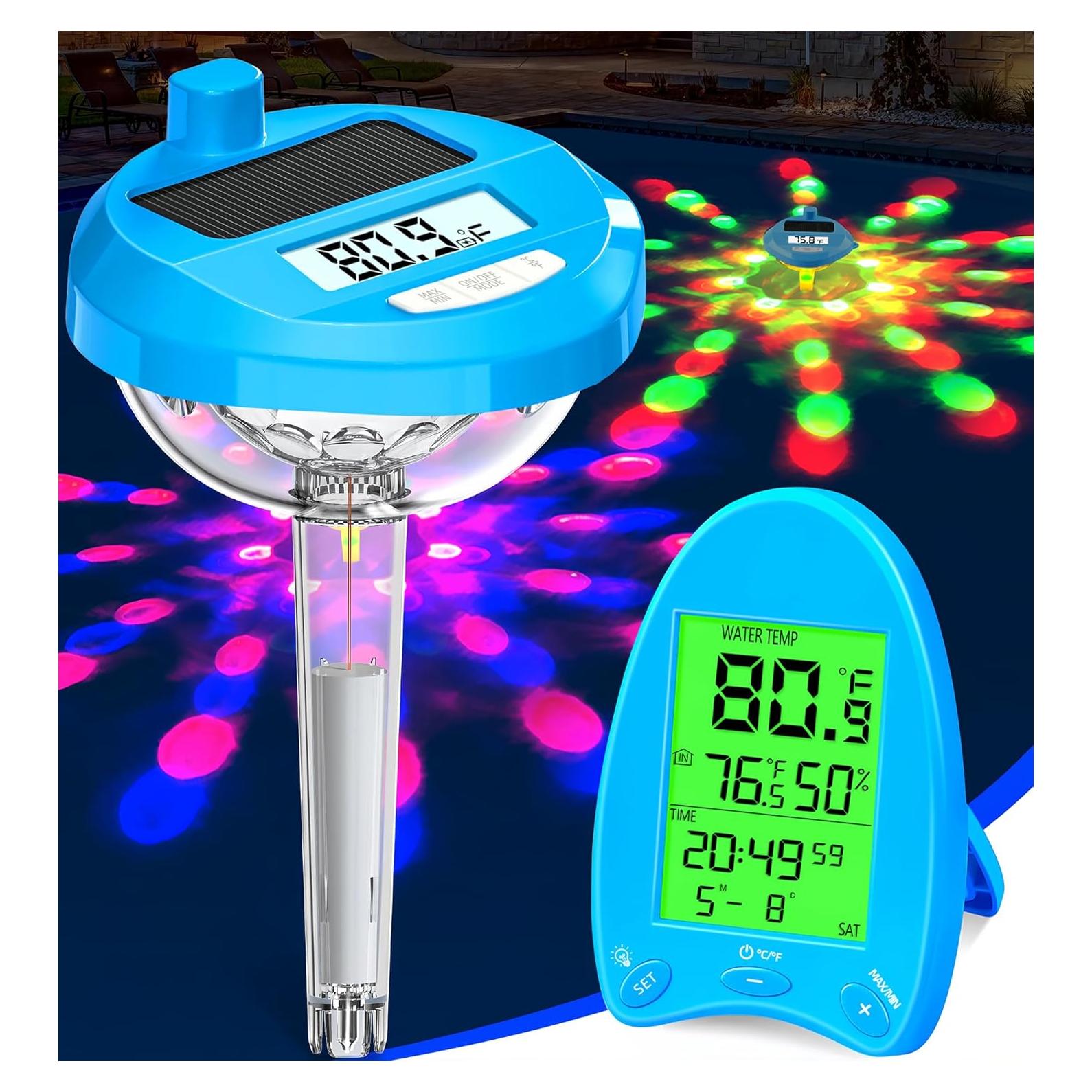 Termómetro de piscina solar Pircaath con luces LED - Flotante