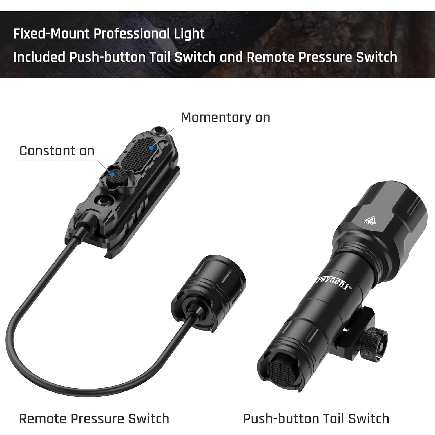 Linterna Táctica Feyachi WL25 1200 Lúmenes LED con Montaje Picatinny