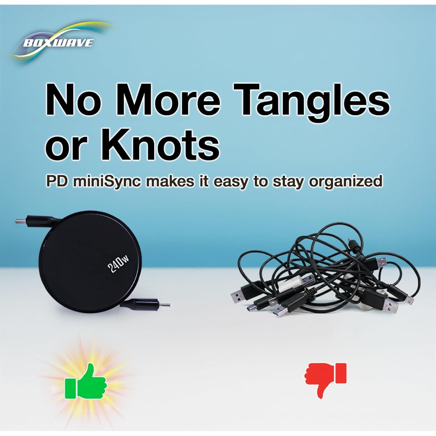 Cable Retráctil USB Tipo-C BoxWave PD 240W - Negro