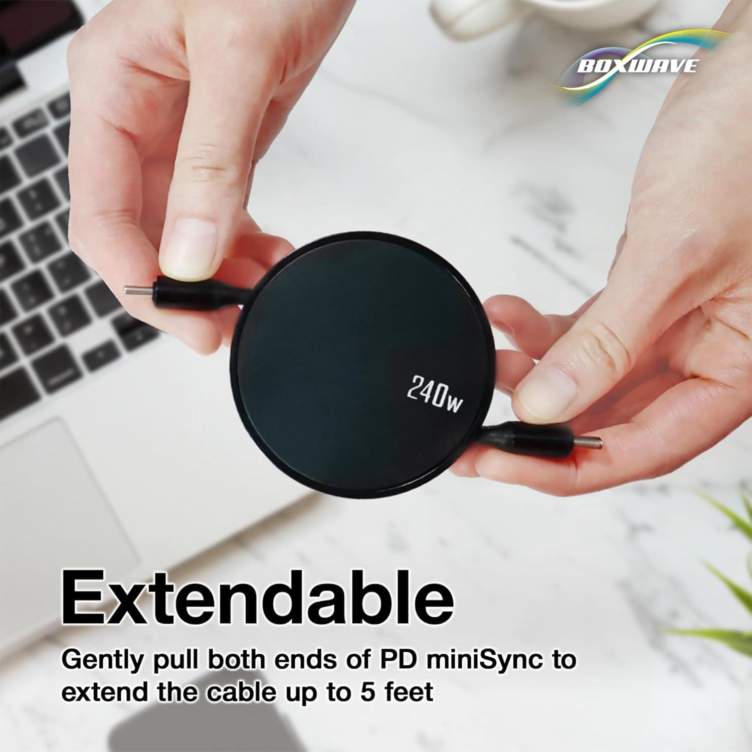Cable Retráctil USB Tipo-C BoxWave PD 240W - Negro