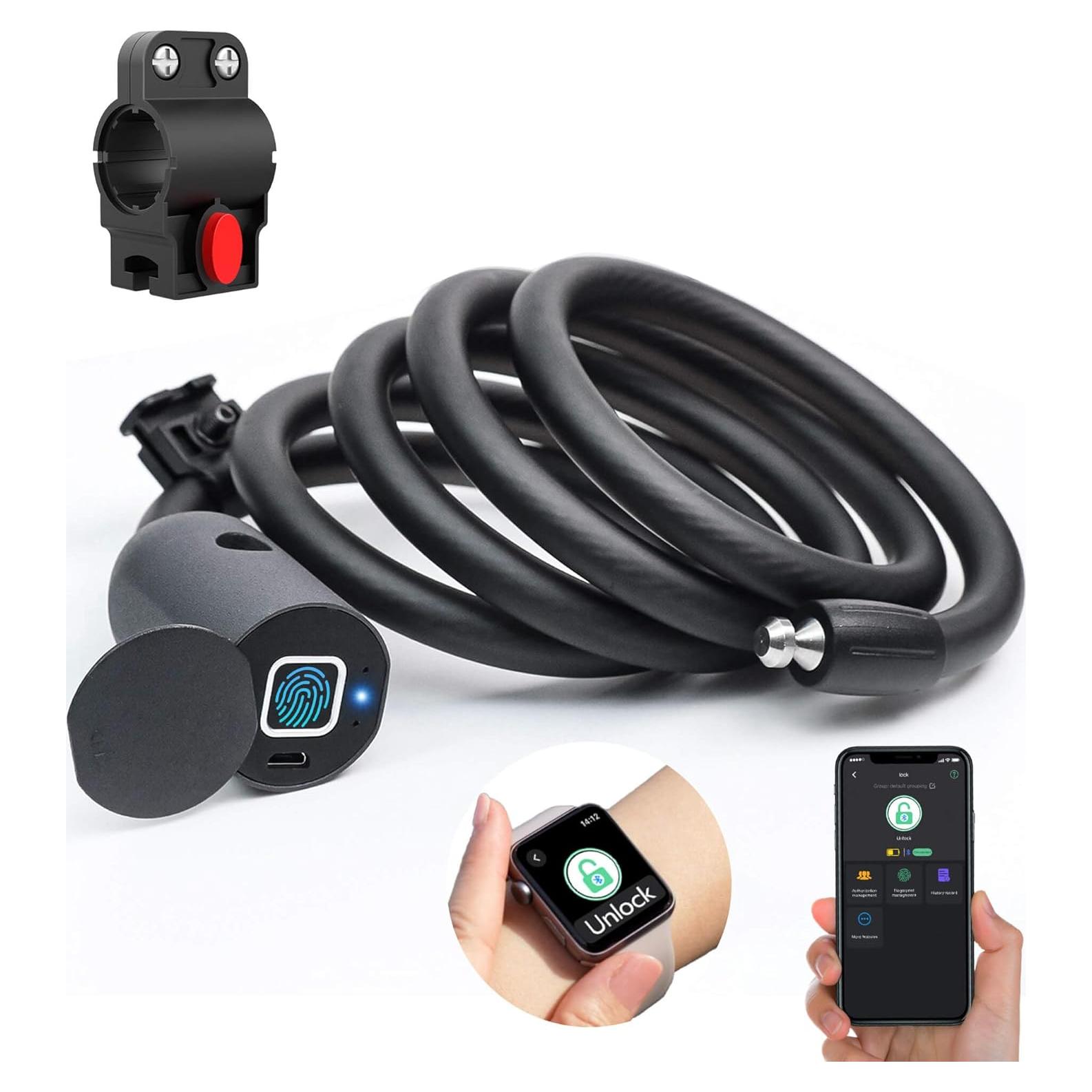 Candado Biométrico Bluetooth Anweller 1.49m Antirrobo Negro