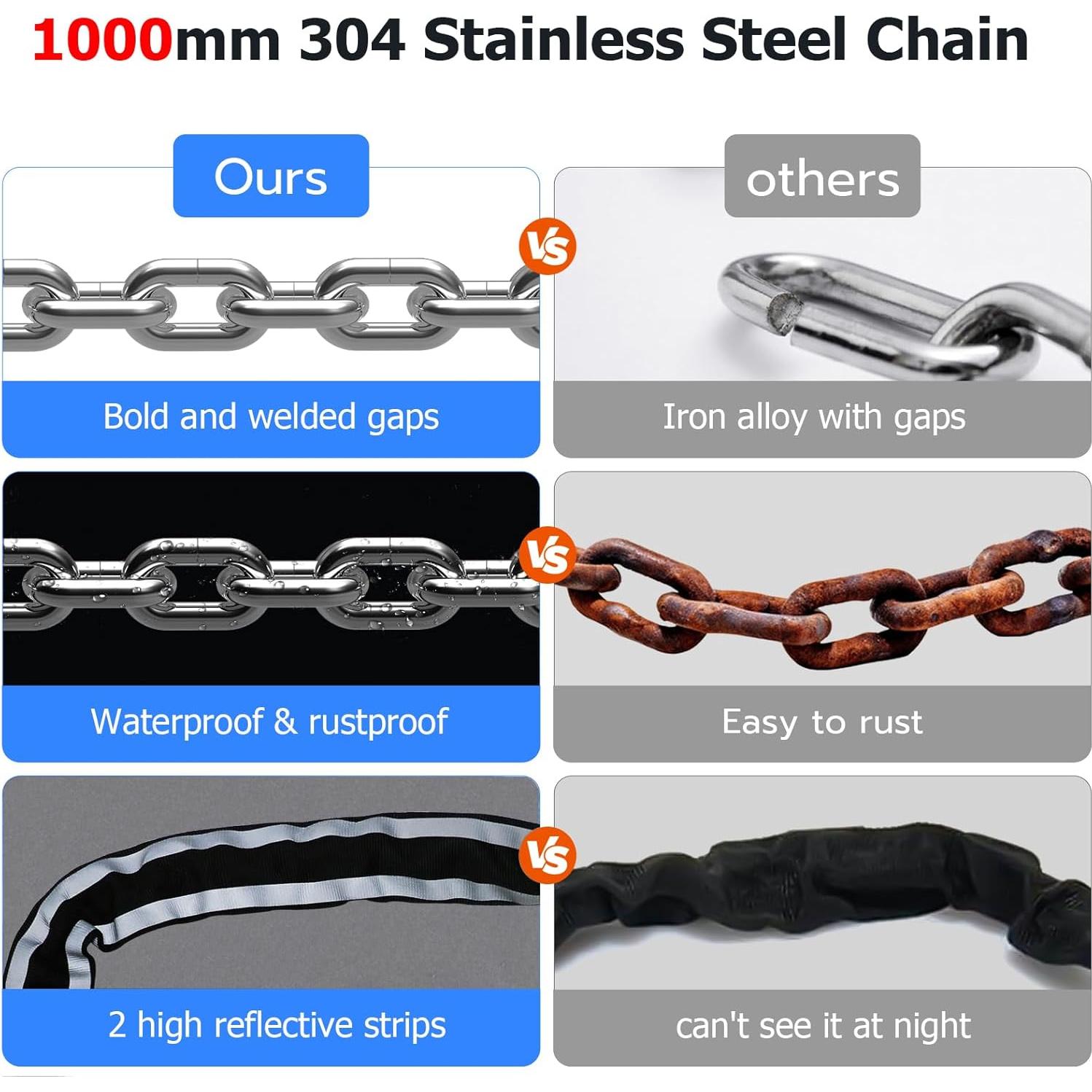 Candado de cadena biométrico eLinkSmart 100CM para bicicleta