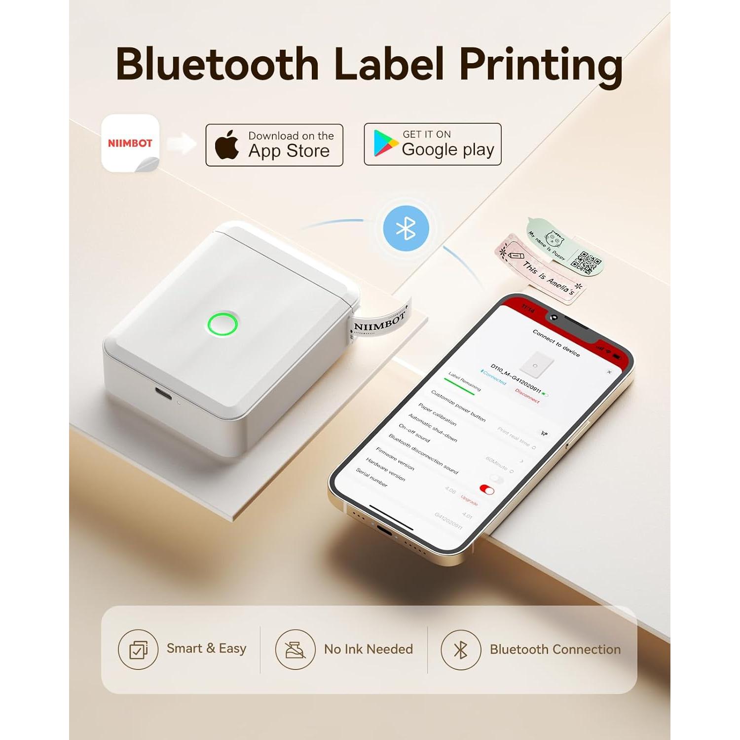 Máquina de Etiquetas NIIMBOT D110M con 3 Rollos 1.4x6 cm