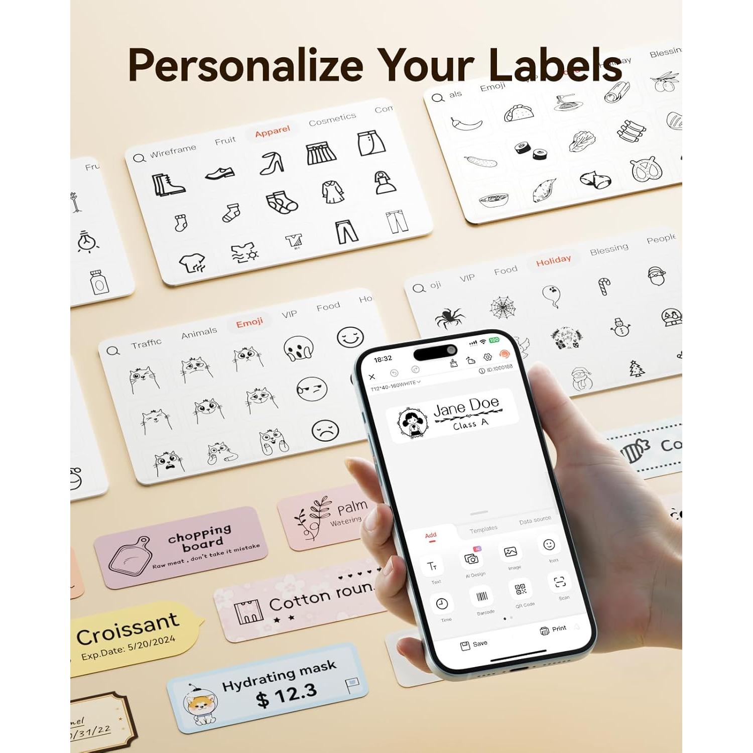 Máquina de Etiquetas NIIMBOT D110M con 3 Rollos 1.4x6 cm