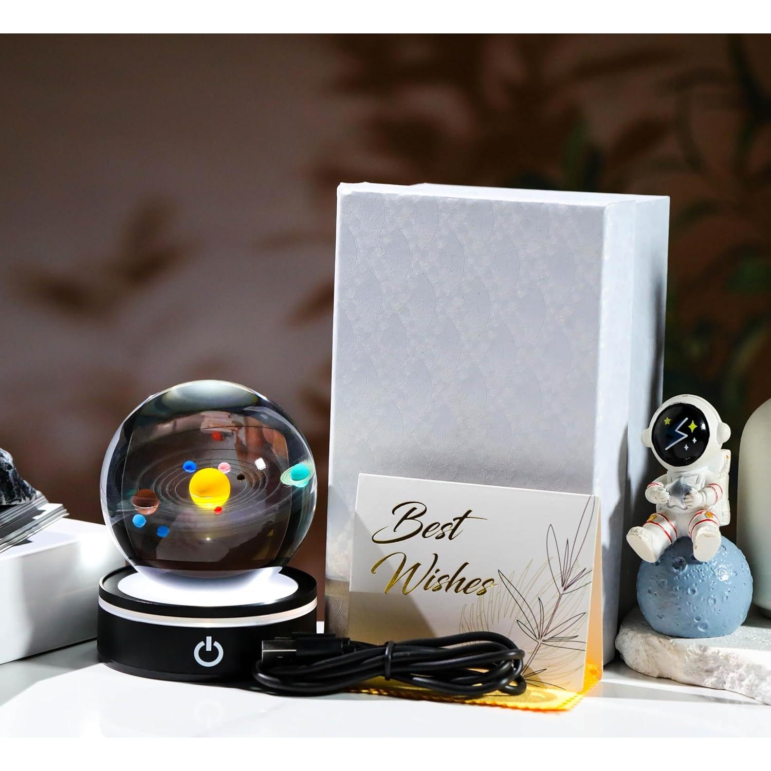 Bola de Cristal del Sistema Solar 80mm Qianwei Luz Nocturna