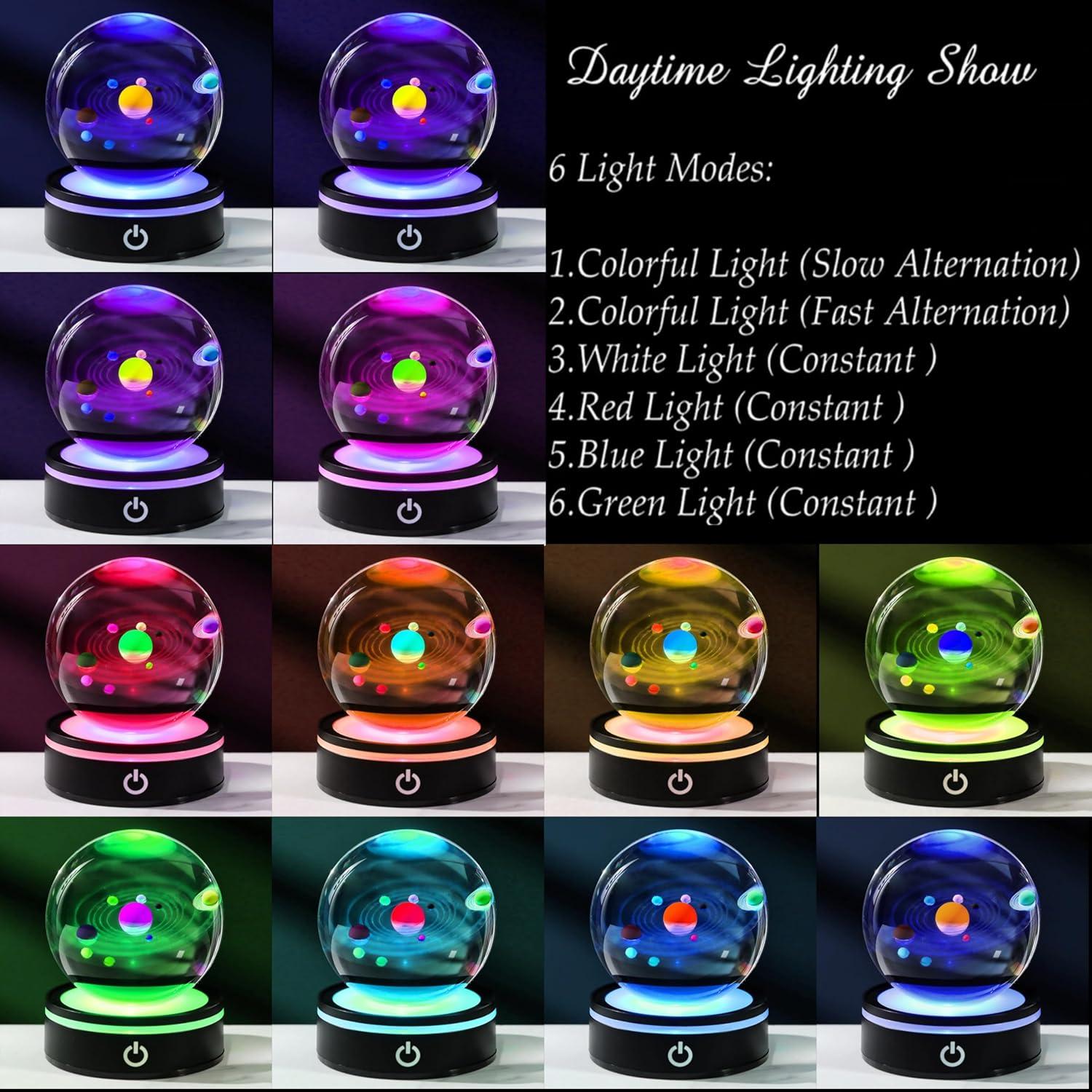 Bola de Cristal del Sistema Solar 80mm Qianwei Luz Nocturna