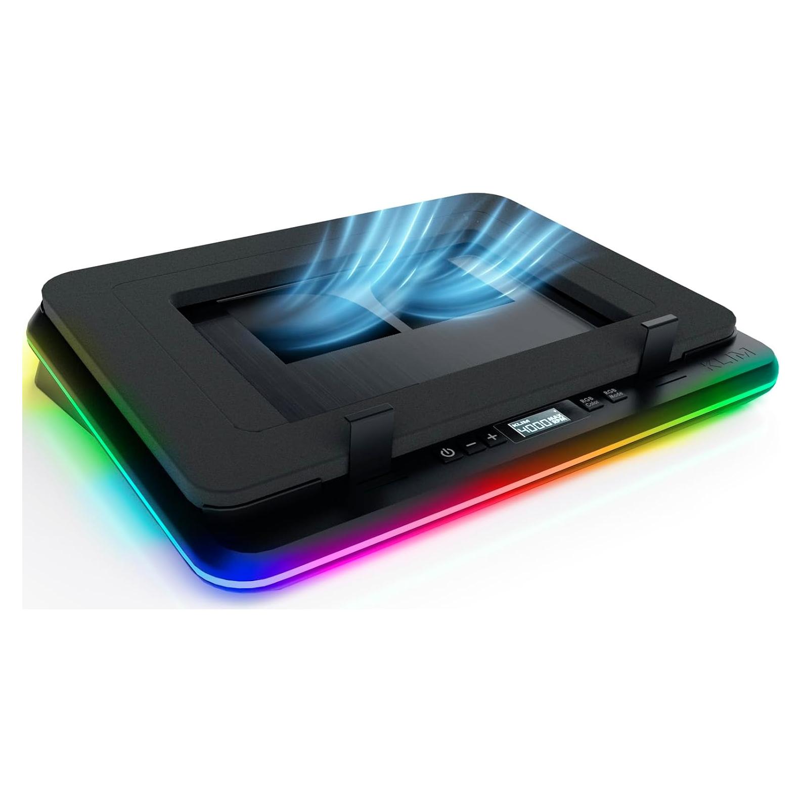 KLIM Turbofrost Enfriador de Laptop hasta 43.18 cm - 4 Ventiladores RGB
