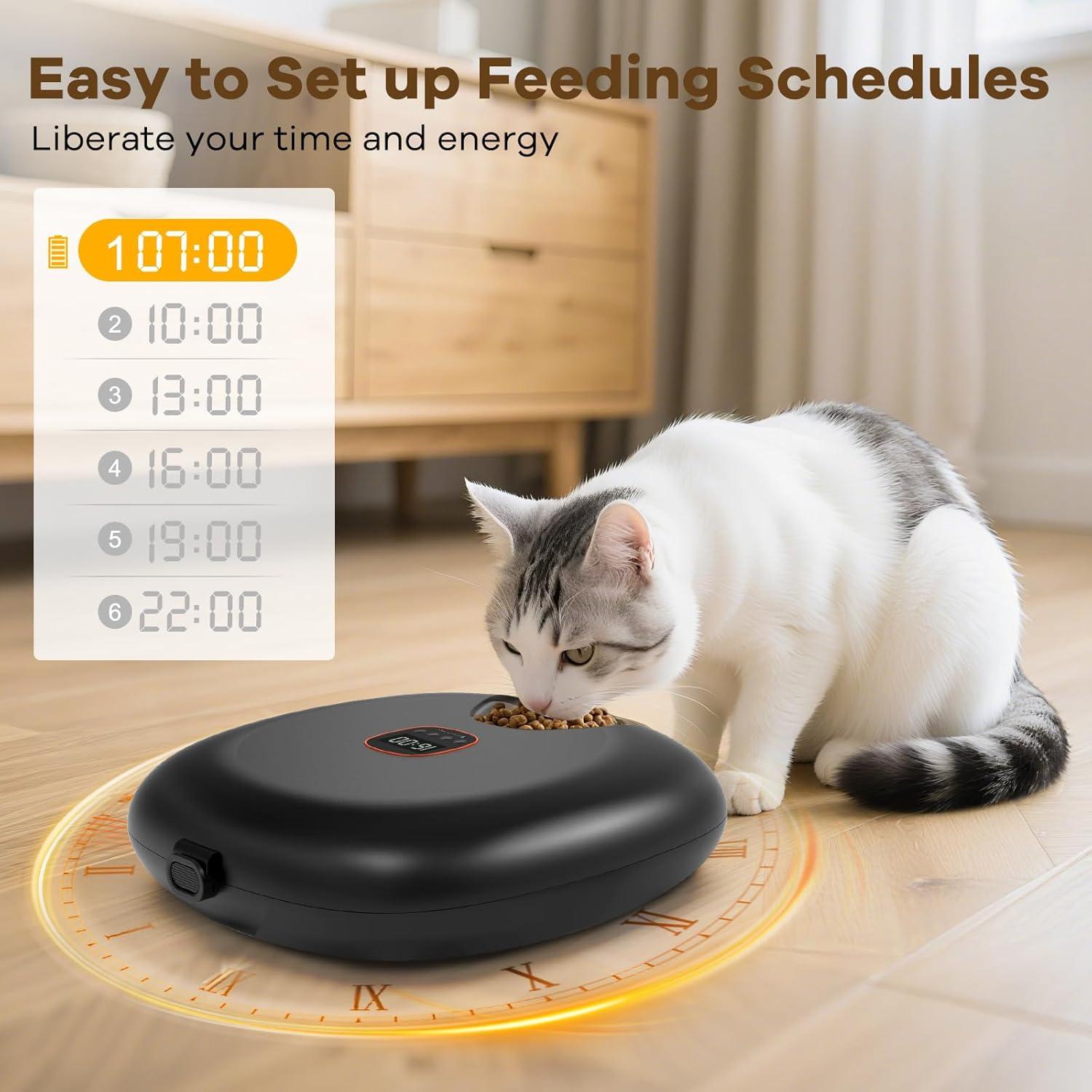 Dispensador Automático de Comida para Gatos Sharper Image Negro