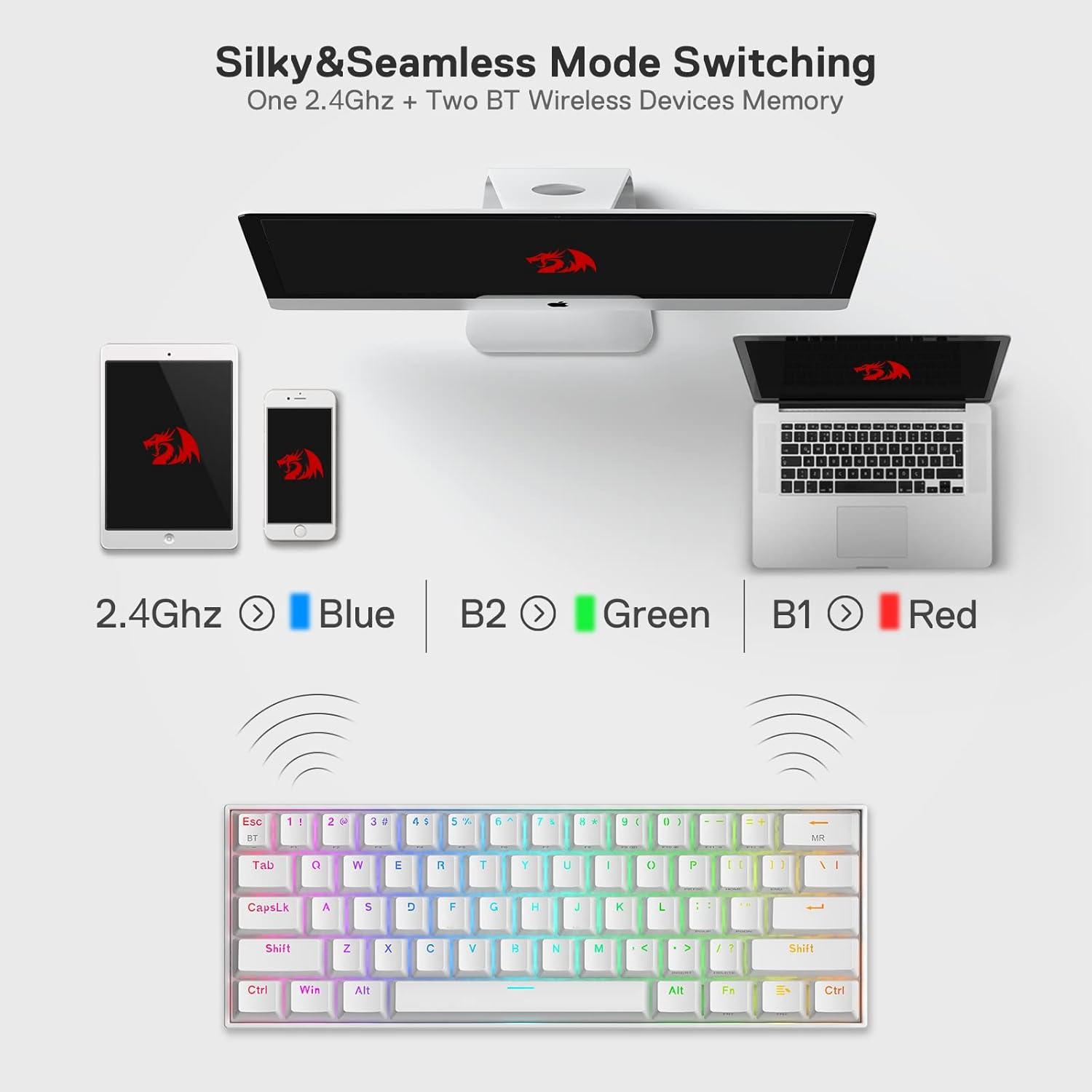 Teclado Mecánico Inalámbrico Redragon K530 Pro 60% RGB