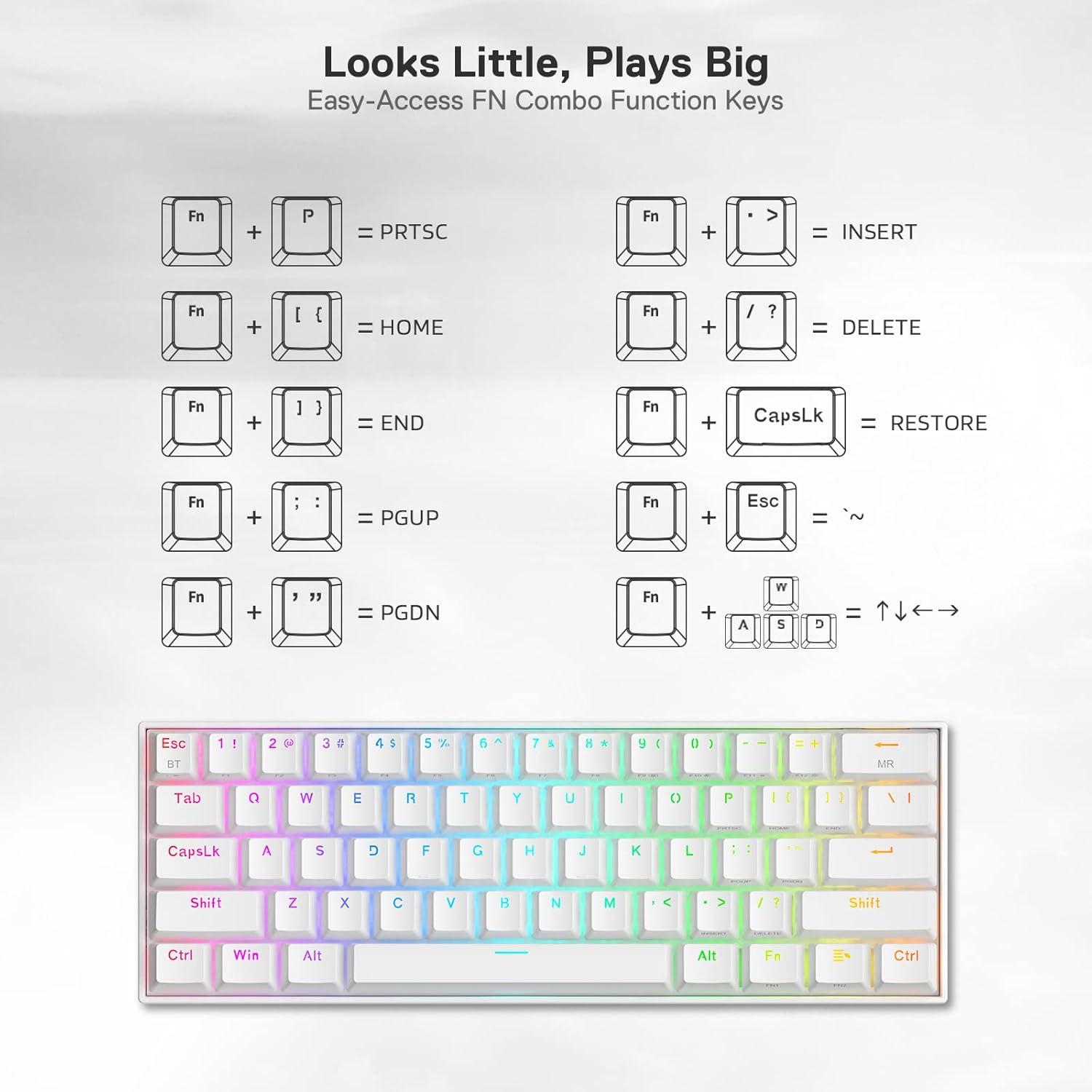 Teclado Mecánico Inalámbrico Redragon K530 Pro 60% RGB