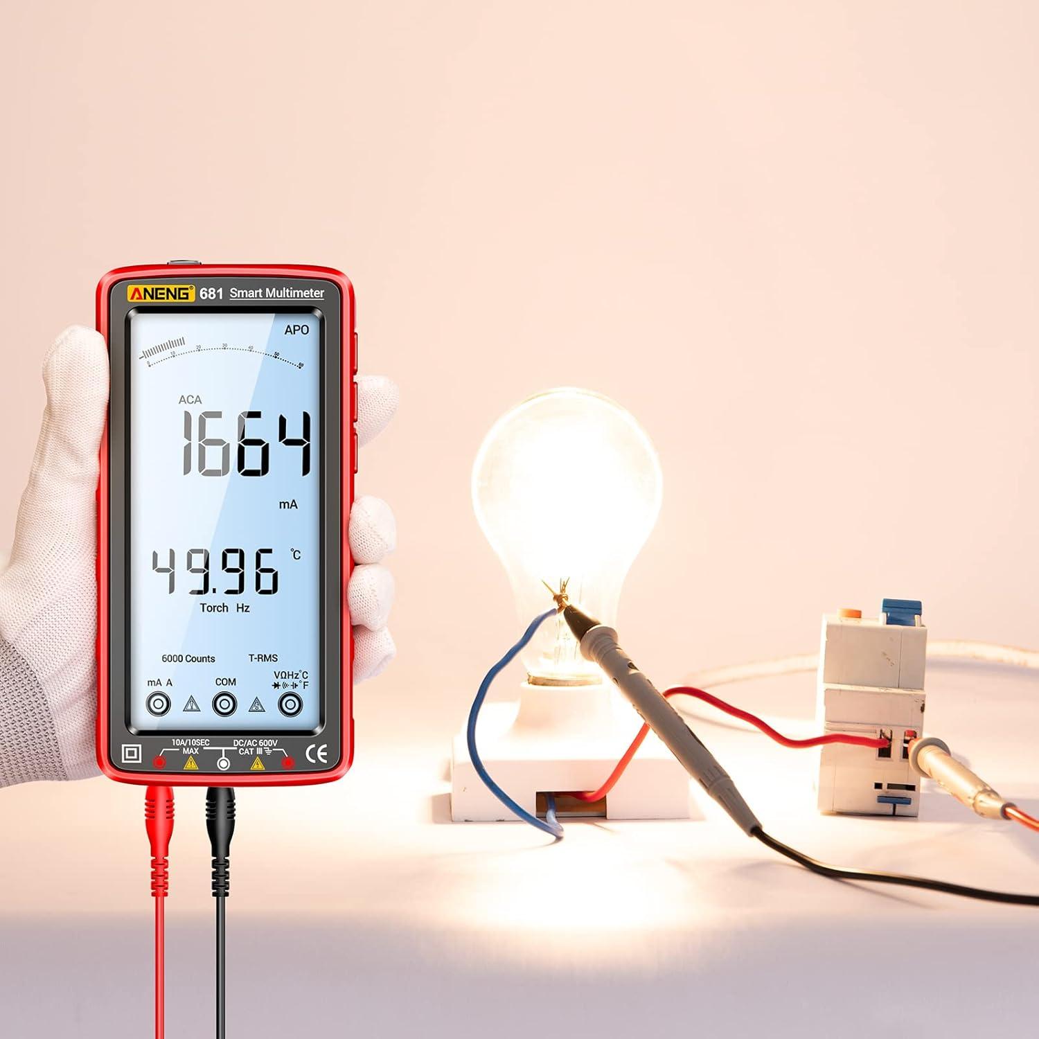 Multímetro Digital ANENG 681 TRMS 6000 Cuentas Recargable