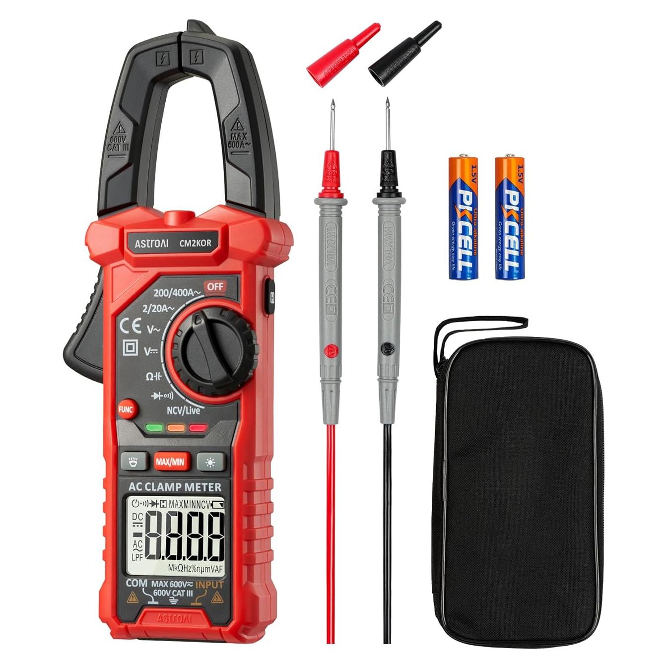 Medidor de Pinza Digital AstroAI 2000 Cuentas AC/DC Negro