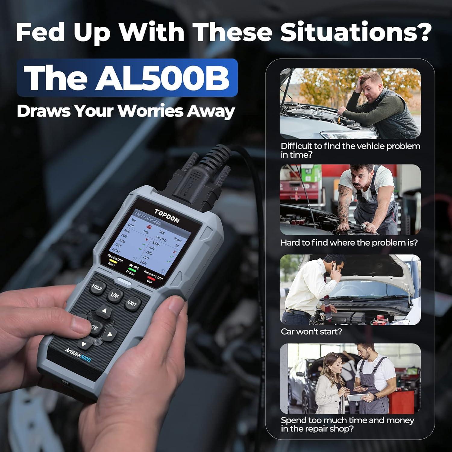 Escáner OBD2 TOPDON AL500B 2 en 1 con Pruebas de Batería