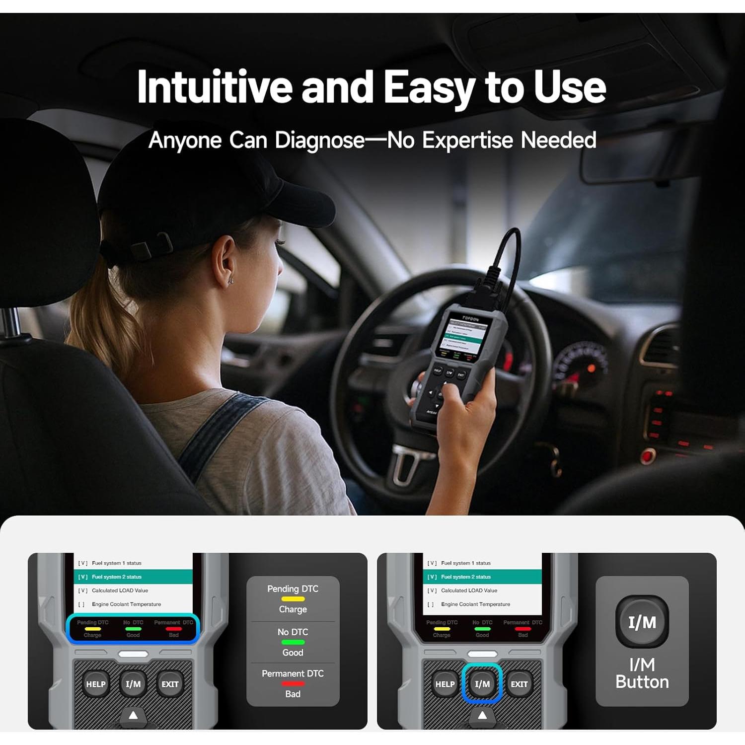 Escáner OBD2 TOPDON AL500B 2 en 1 con Pruebas de Batería