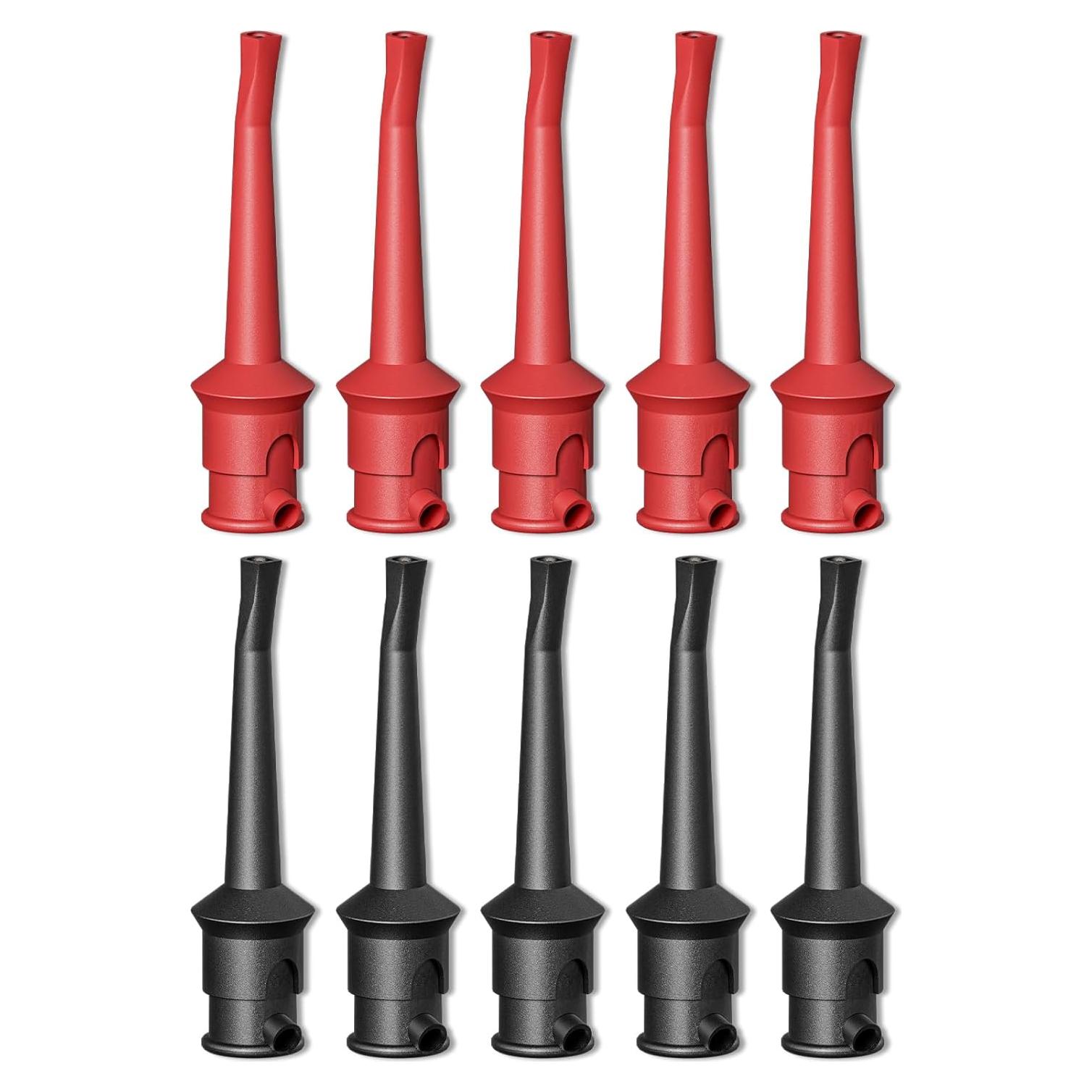 Goupchn 10PCS Multimeter Test Hook Clips SMD IC Cable Welding Test Clip for DIY Electronic Components Testing Red&Black