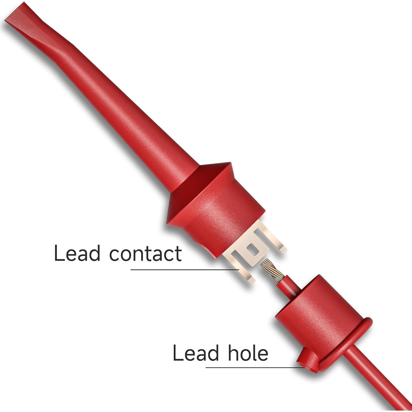 Goupchn 10PCS Multimeter Test Hook Clips SMD IC Cable Welding Test Clip for DIY Electronic Components Testing Red&Black