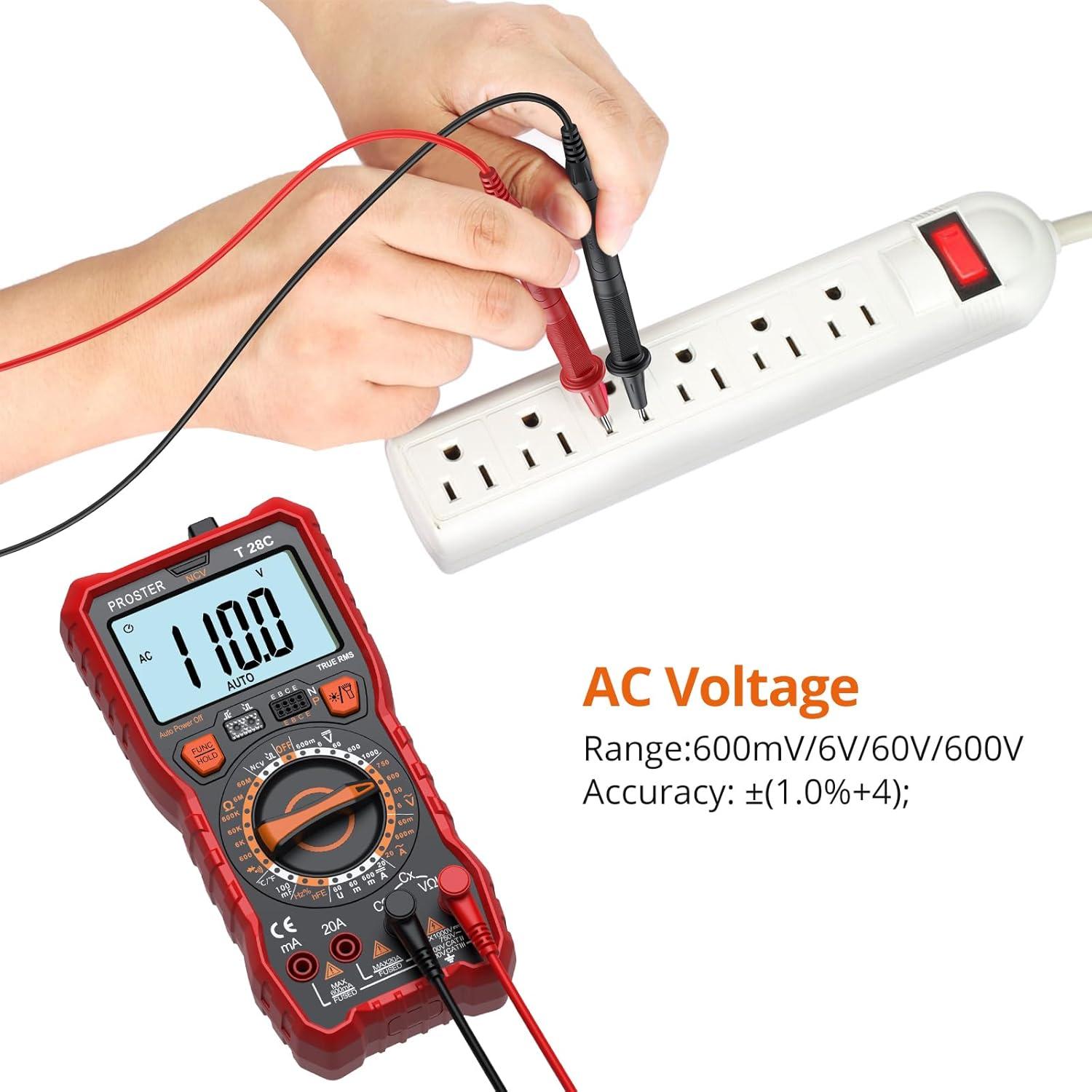 Multímetro Digital Proster T28C 6000 Cuentas TRMS - Voltímetro AC/DC