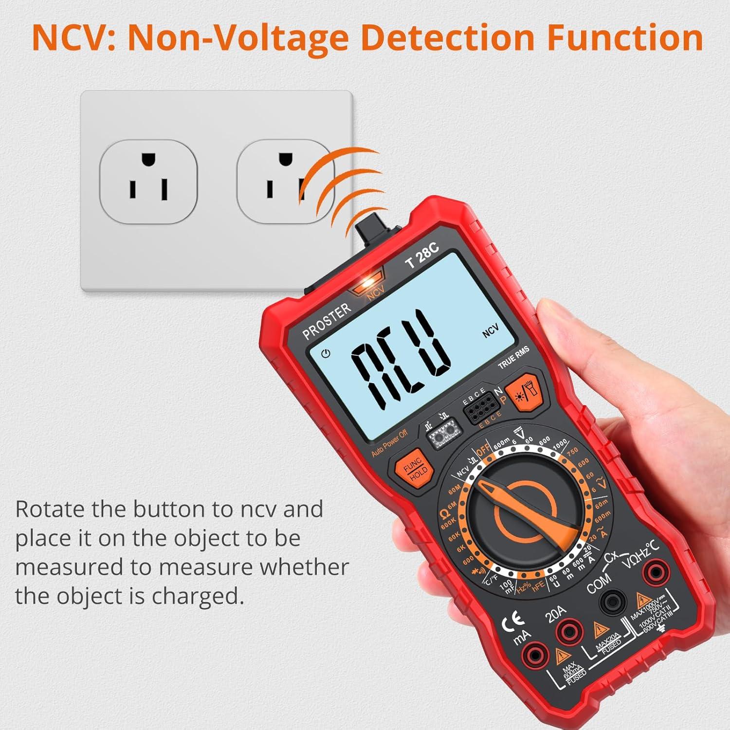 Multímetro Digital Proster T28C 6000 Cuentas TRMS - Voltímetro AC/DC
