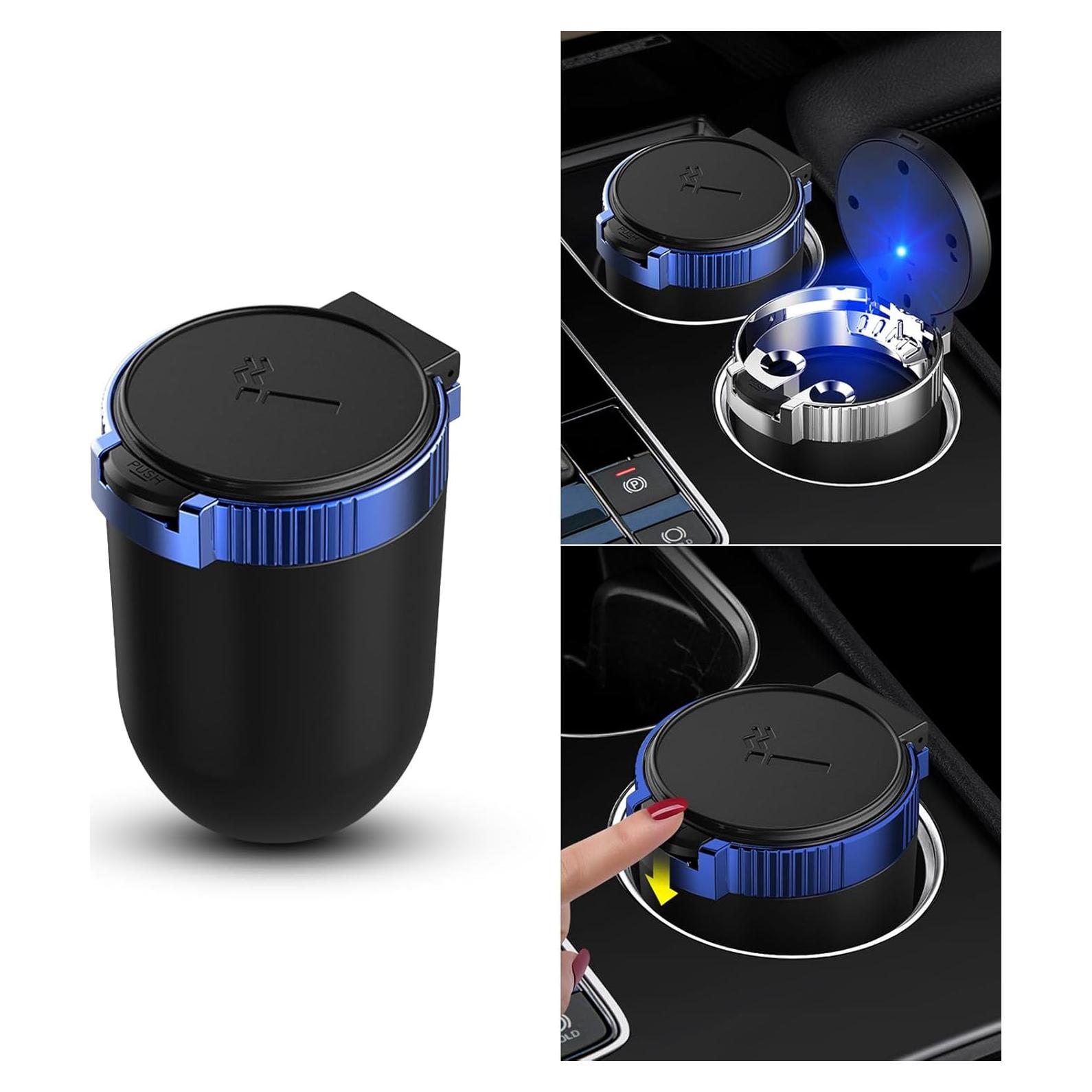 Cenicero de Coche Tesnaao 10 cm Acero Inoxidable Ignífugo