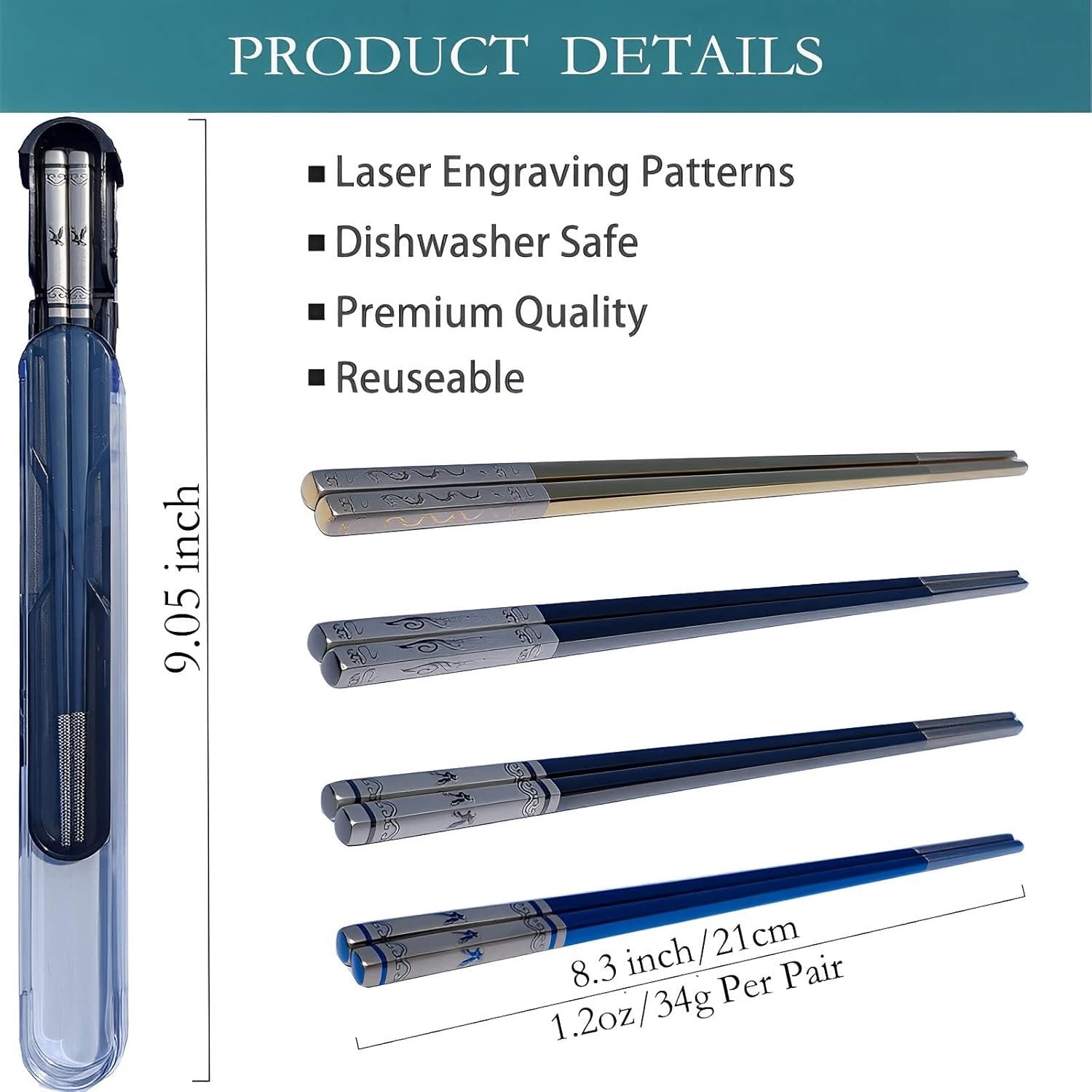 Palillos Portátiles de Acero Inoxidable ITXIYC Fénix Negro 21.1 cm