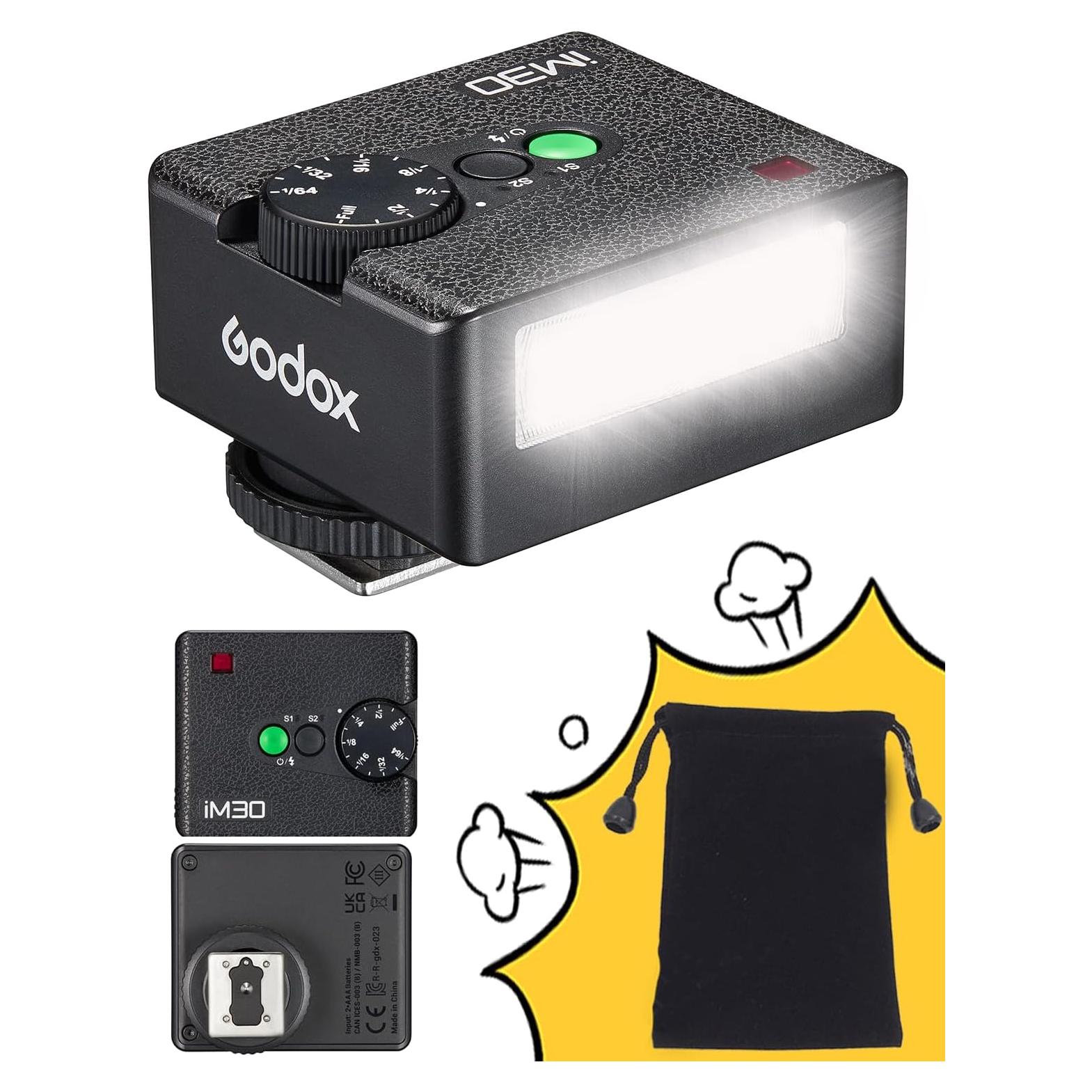 Flash Godox iM30 Mini - Compacto GN 15, 7 Niveles de Potencia