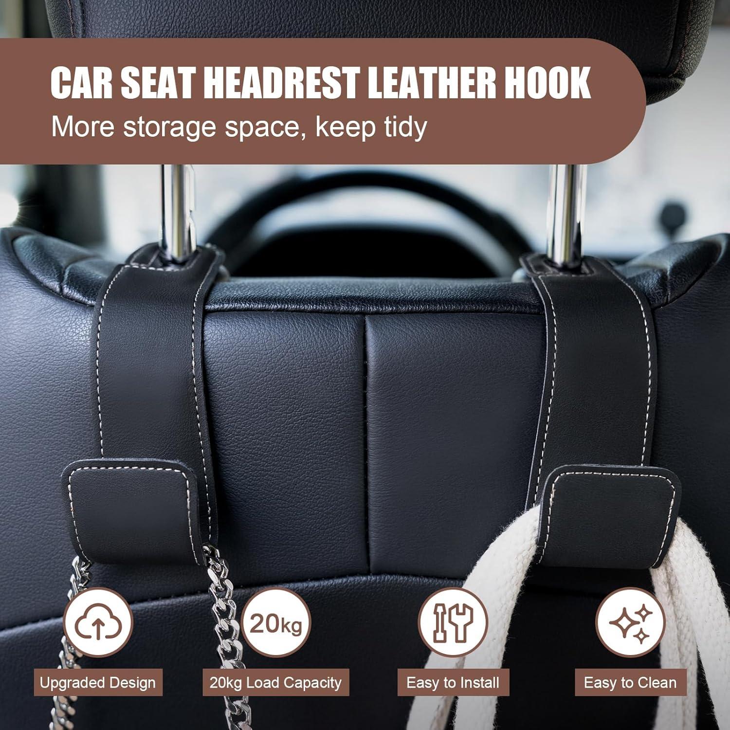 Ganchos de reposacabezas Rislobx para automóvil 2 PCS cuero