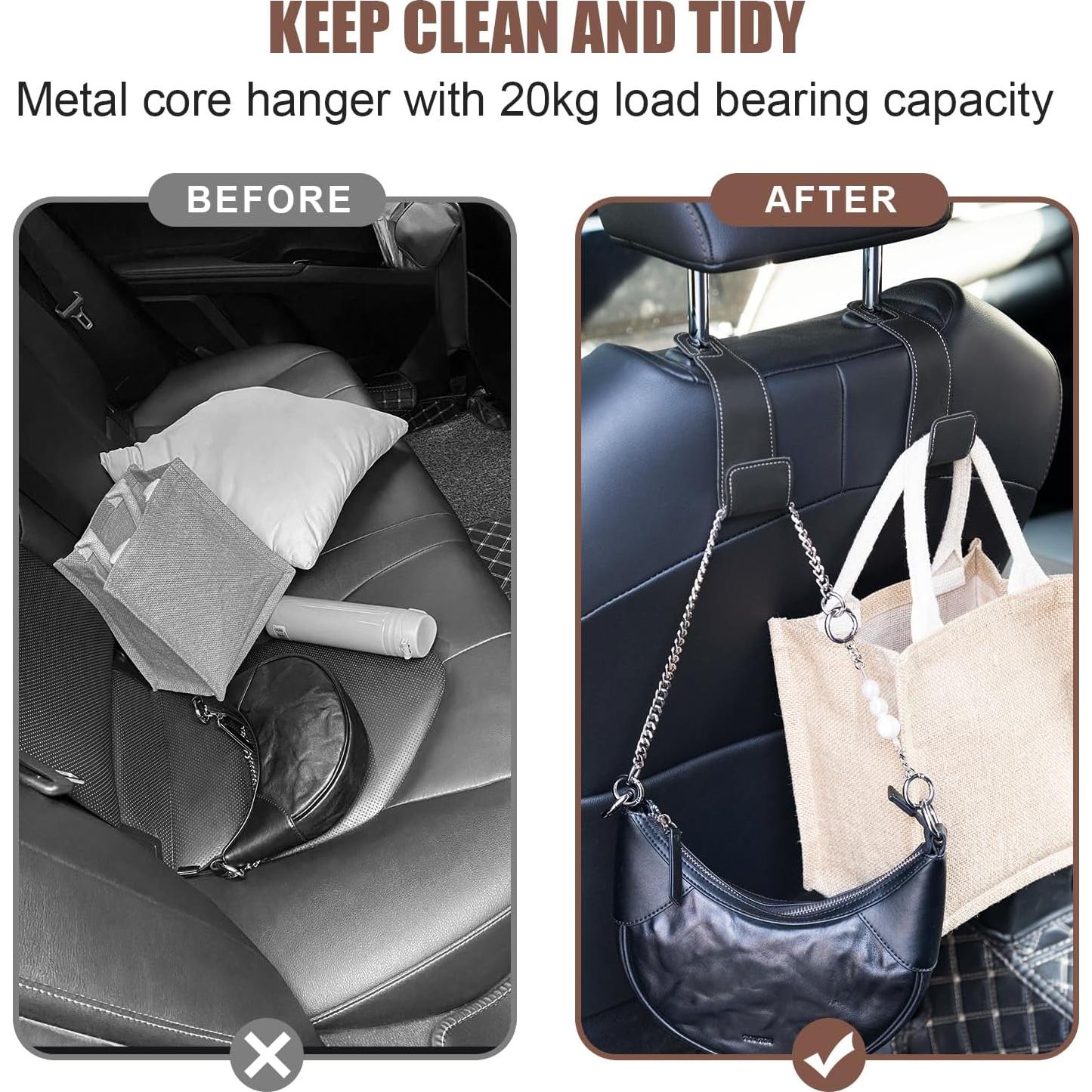 Ganchos de reposacabezas Rislobx para automóvil 2 PCS cuero