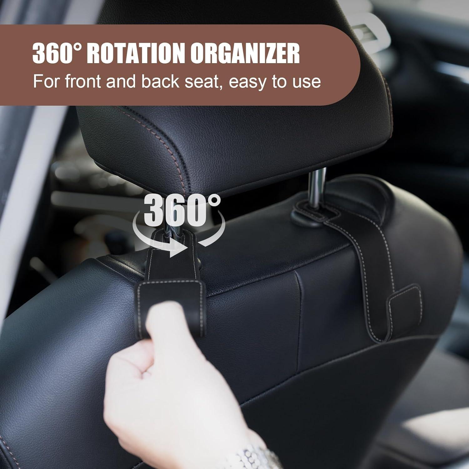 Ganchos de reposacabezas Rislobx para automóvil 2 PCS cuero