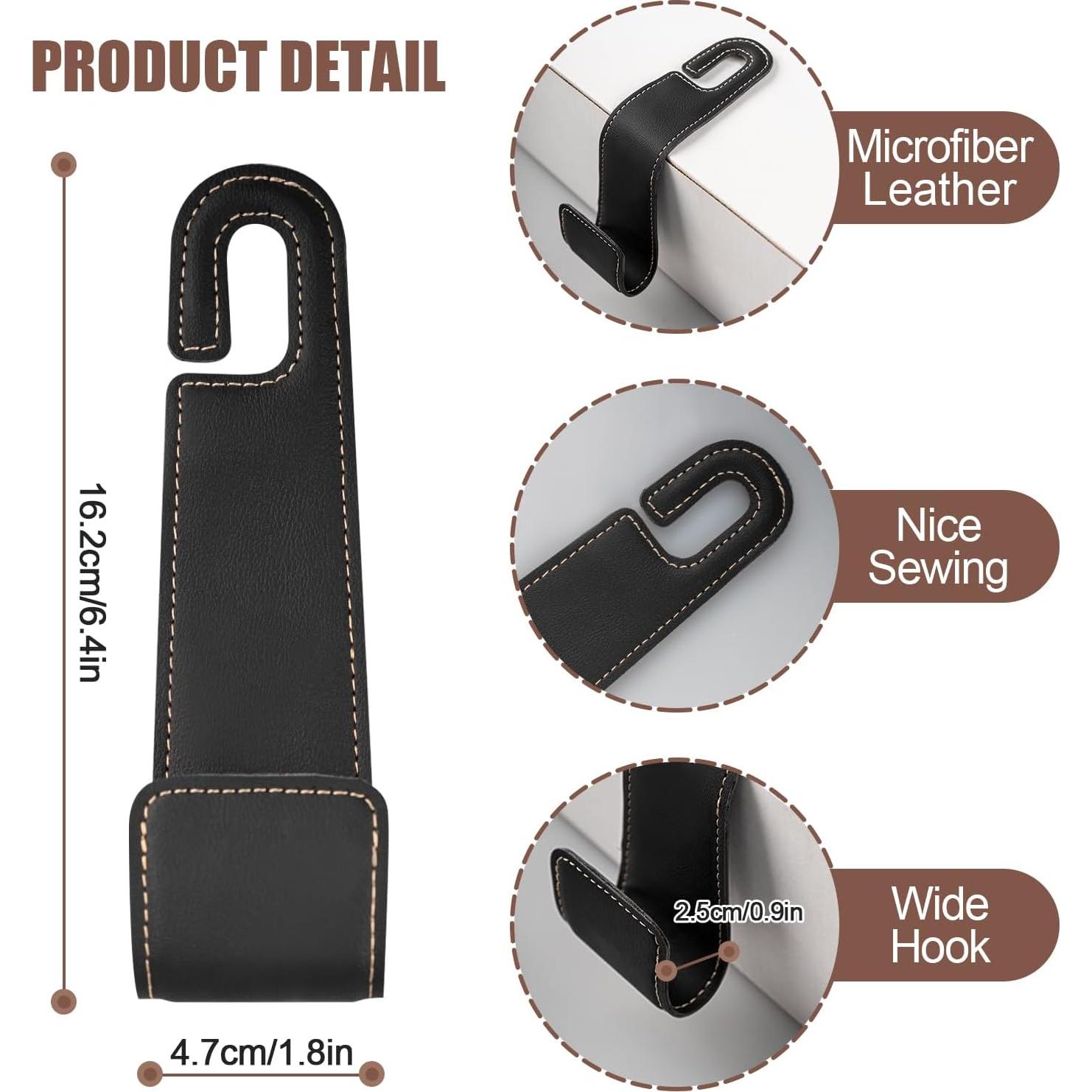 Ganchos de reposacabezas Rislobx para automóvil 2 PCS cuero