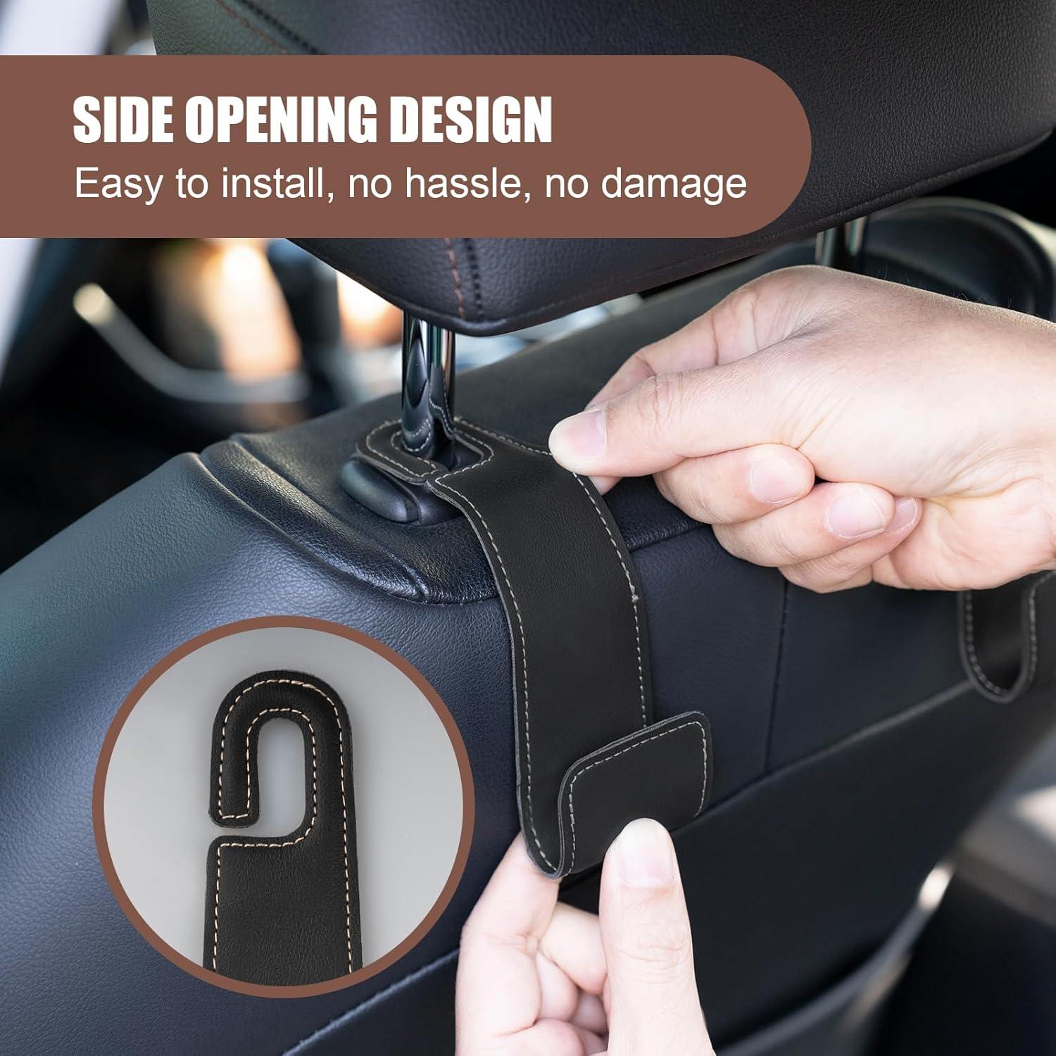 Ganchos de reposacabezas Rislobx para automóvil 2 PCS cuero