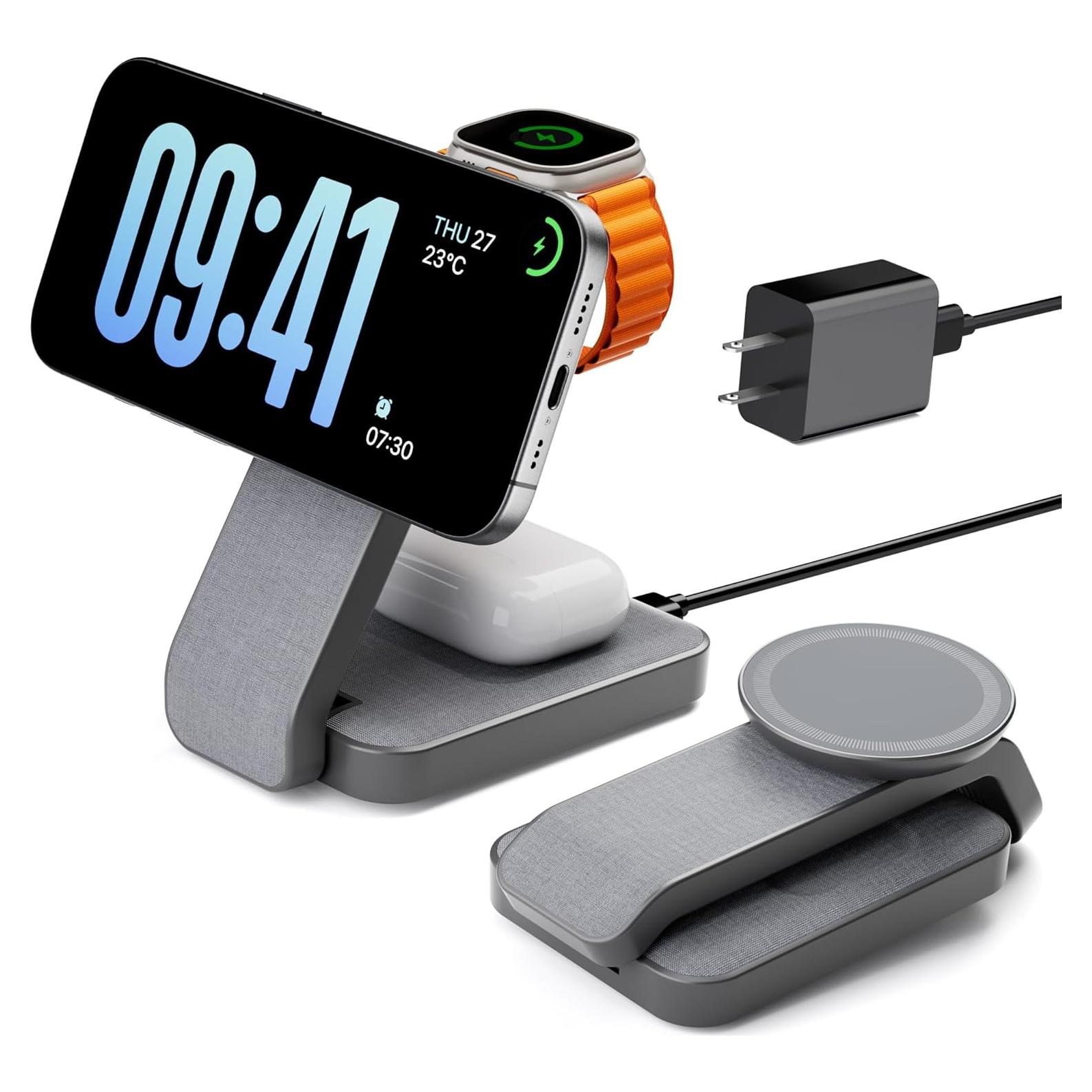 Estación de Carga Inalámbrica 3 en 1 eazpower Gris